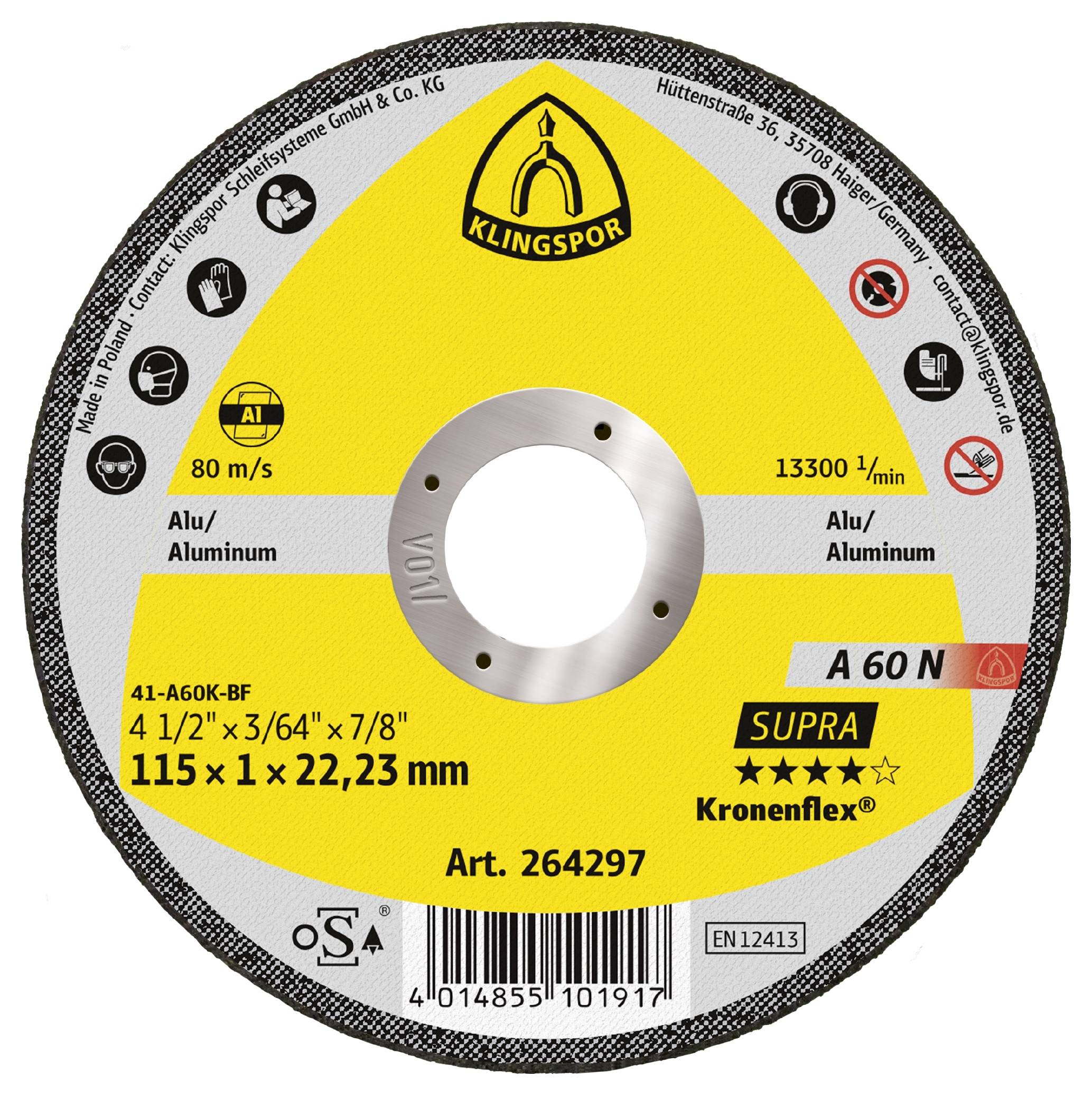 Klingspor A 60 N Supra 264297 Trennscheibe gerade 115mm 25 St. Aluminium