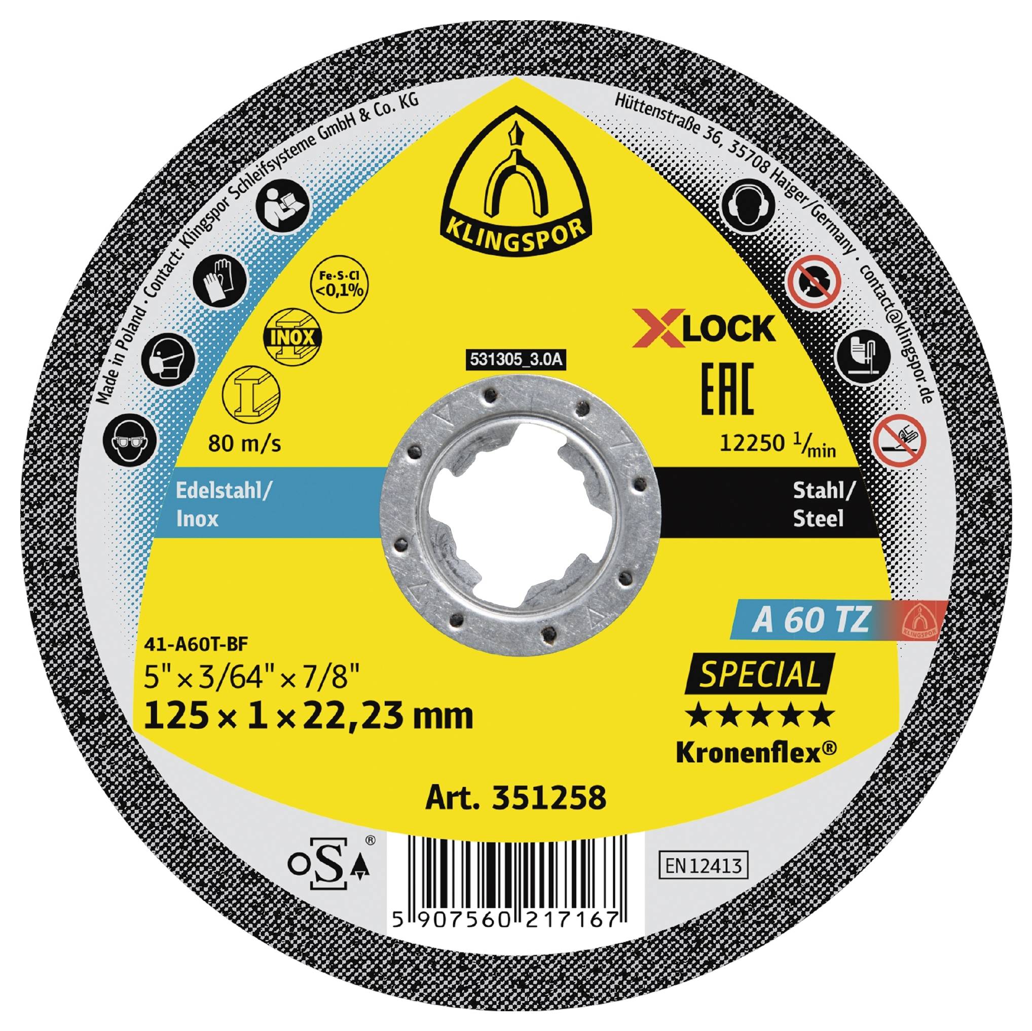 Klingspor A 46 TZ Special 351256 Trennscheibe gerade 125mm 25 St. Edelstahl, Stahl