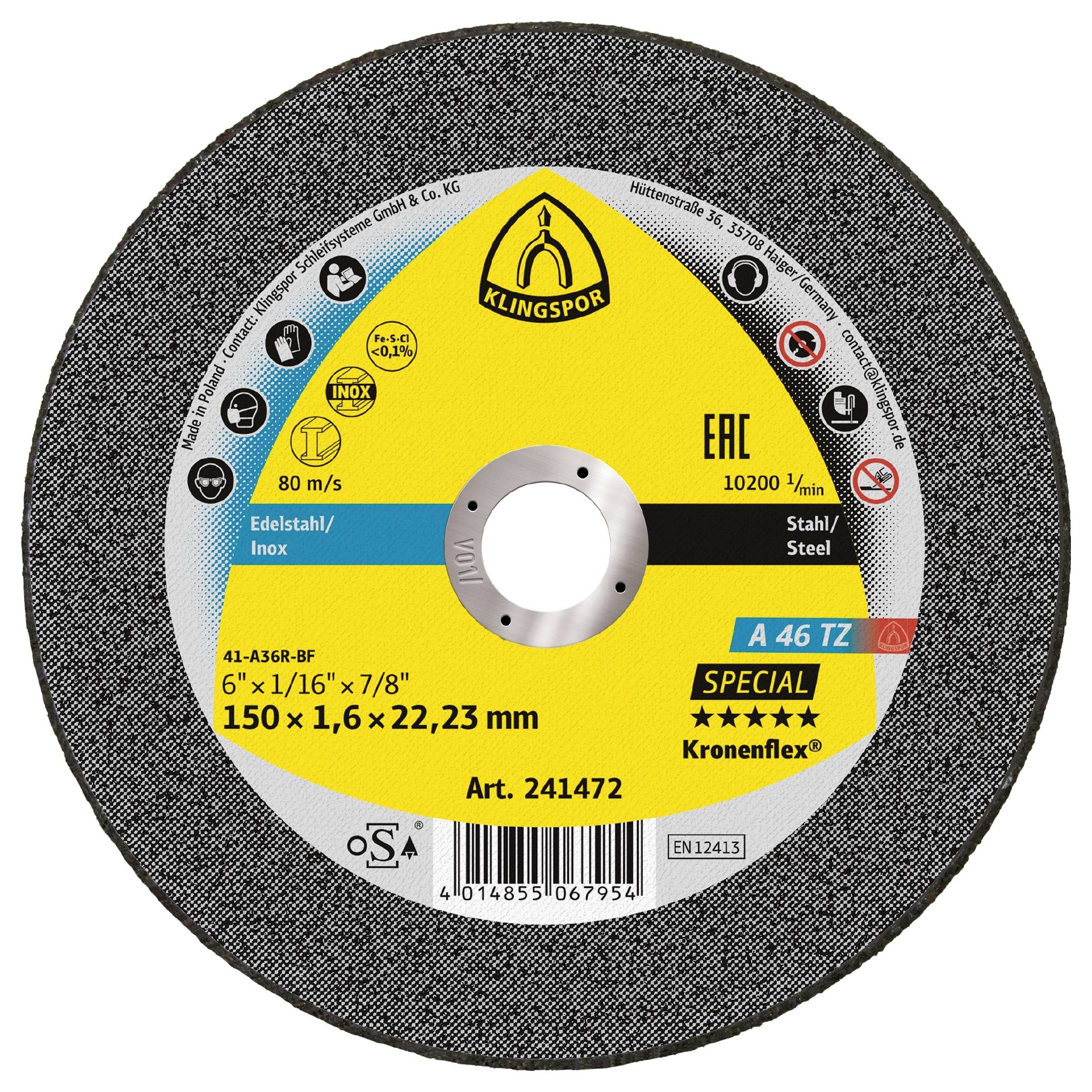 Klingspor A 46 TZ Special 241472 Trennscheibe gerade 150mm 25 St. Edelstahl, Stahl