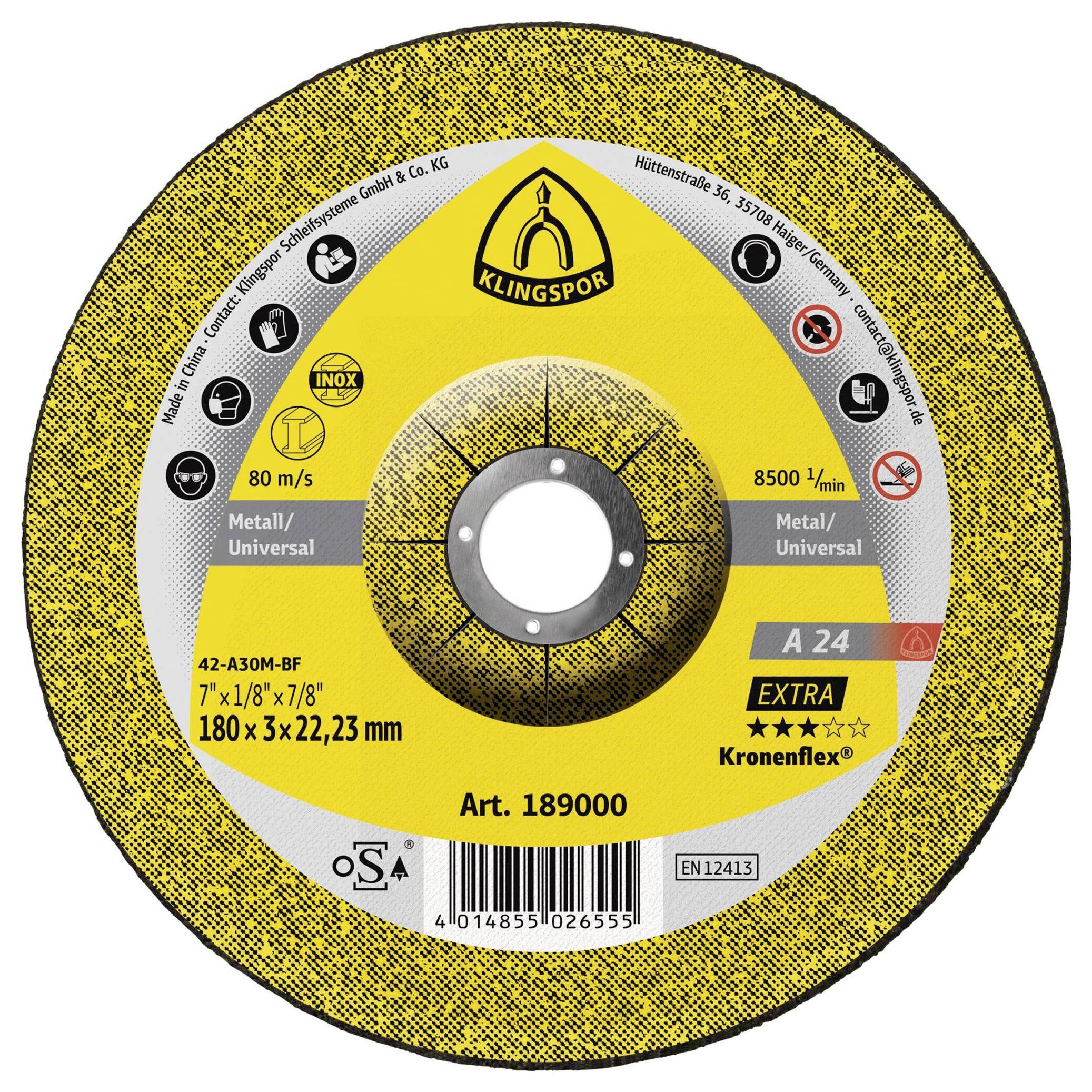 Klingspor A 24 Extra 189000 Trennscheibe gekröpft 180mm 25 St. Metall