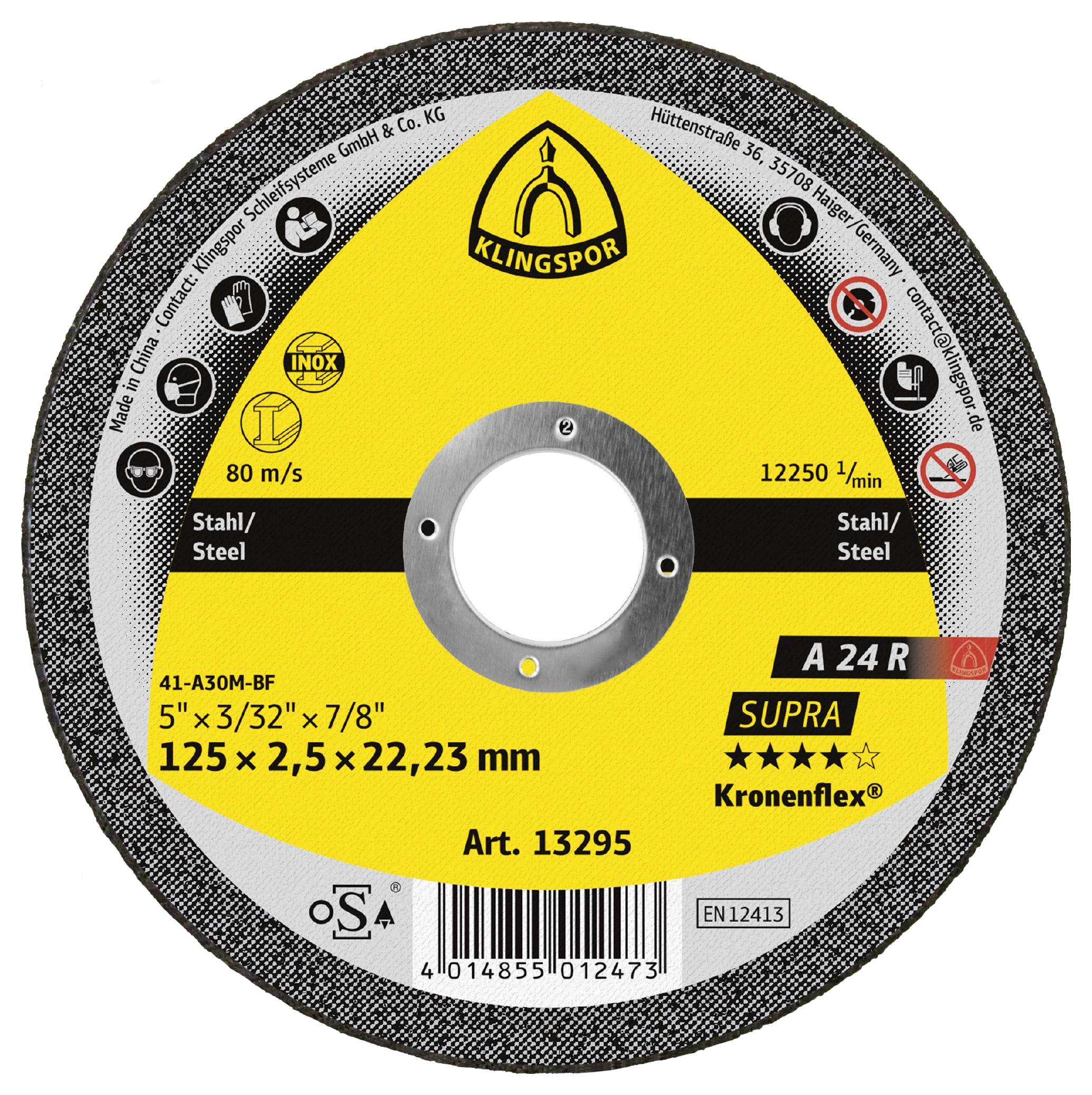 Klingspor A 24 R Supra 13295 Trennscheibe gerade 125mm 25 St. Stahl