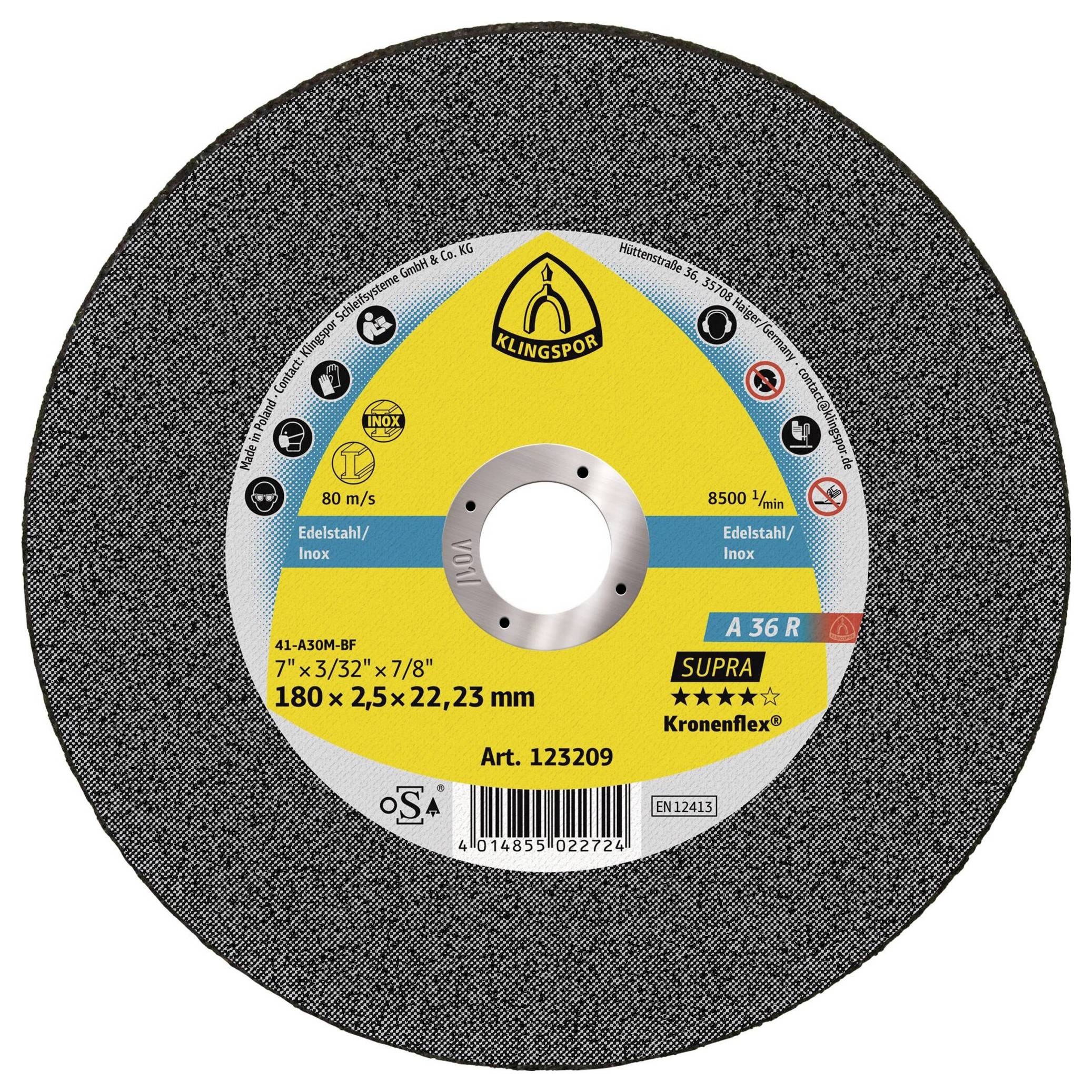 Klingspor A 36 R Supra 123209 Trennscheibe gerade 180mm 25 St. Edelstahl