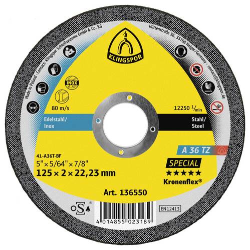 Klingspor A 36 TZ Special 136552 Trennscheibe gerade 230 mm 25 St. Edelstahl