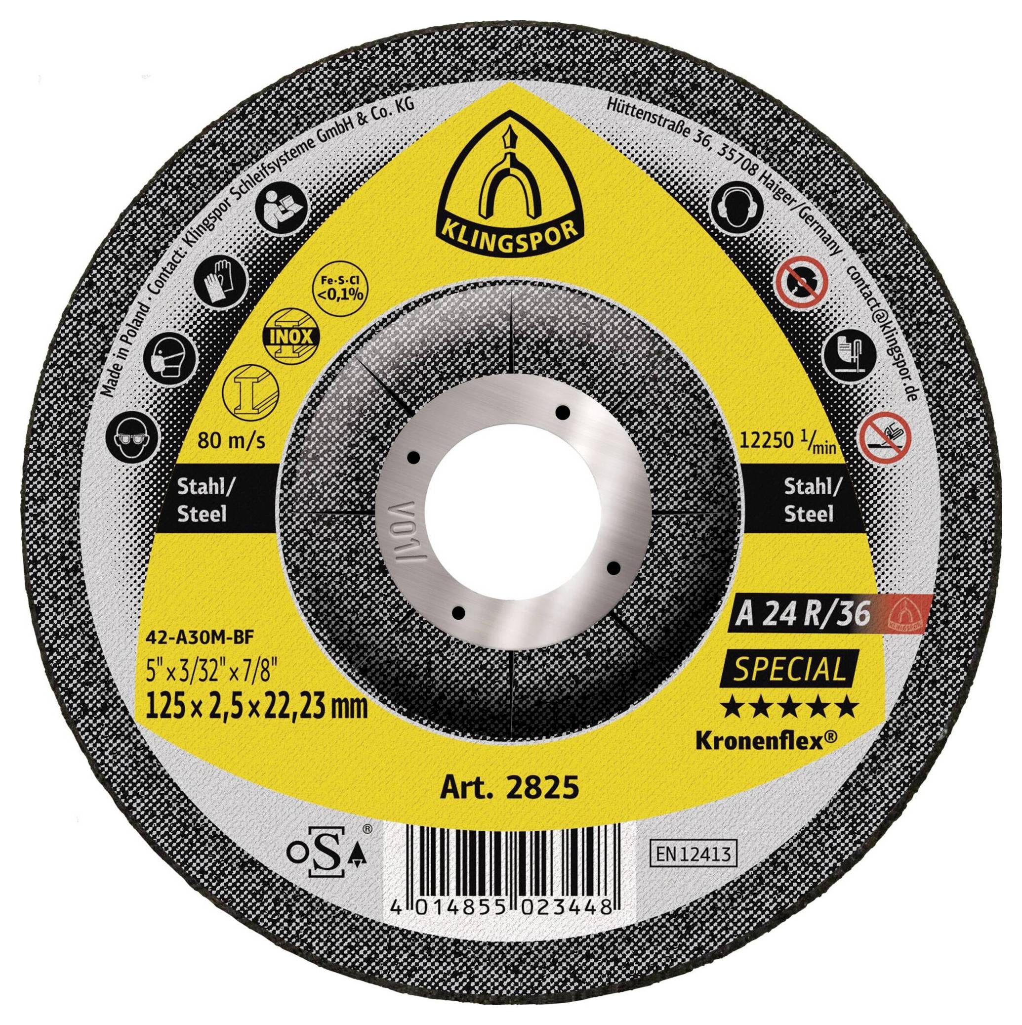 Klingspor A 24 R/36 Special 2825 Trennscheibe gekröpft 125mm 25 St. Edelstahl