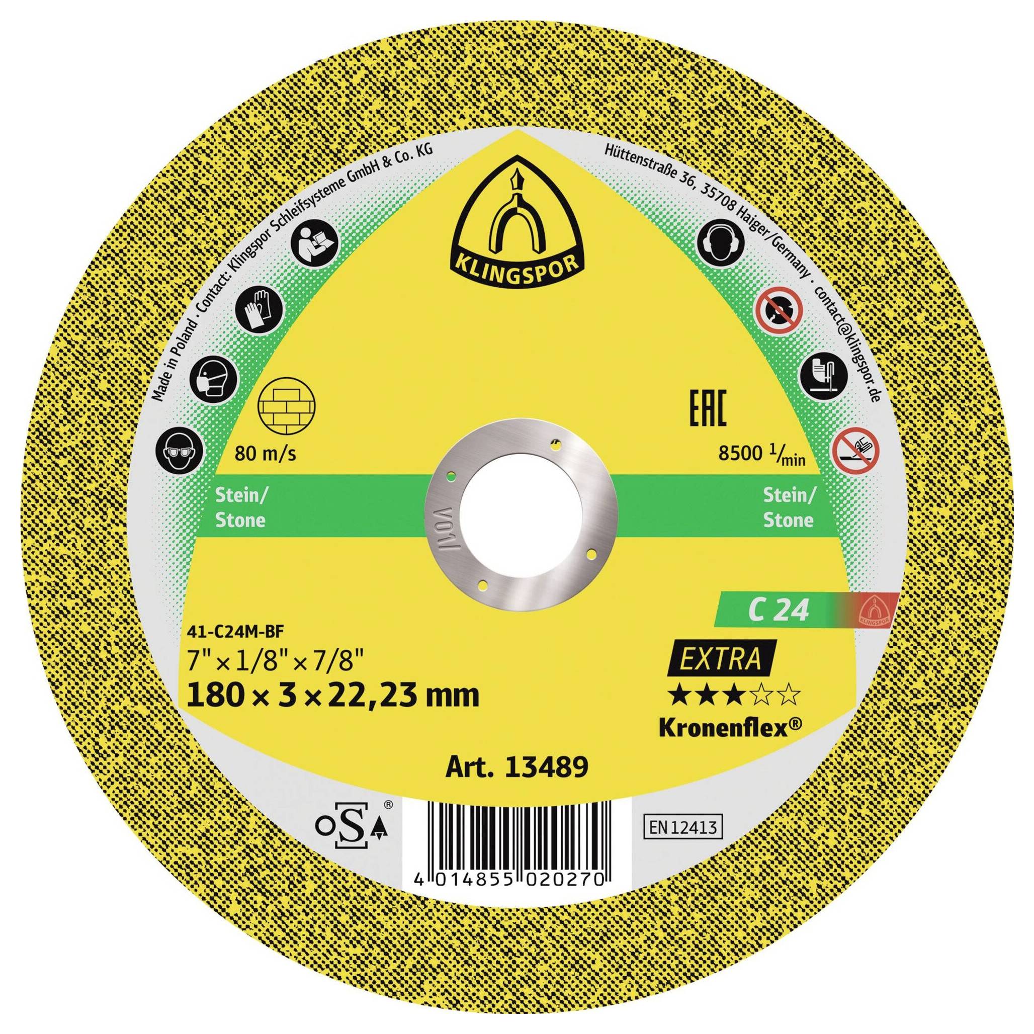 Klingspor C 24 Extra 188464 Trennscheibe gekröpft 125mm 25 St. Stein, Beton