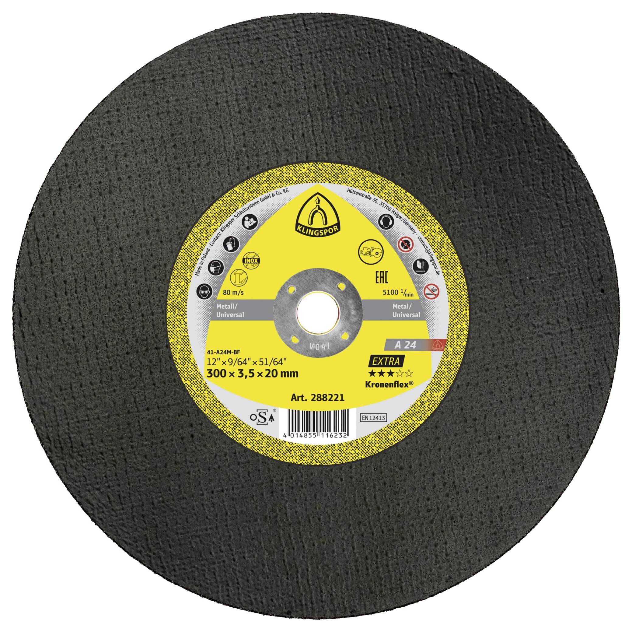 Klingspor A 24 Extra 288221 Trennscheibe gerade 300mm 10 St. Metall