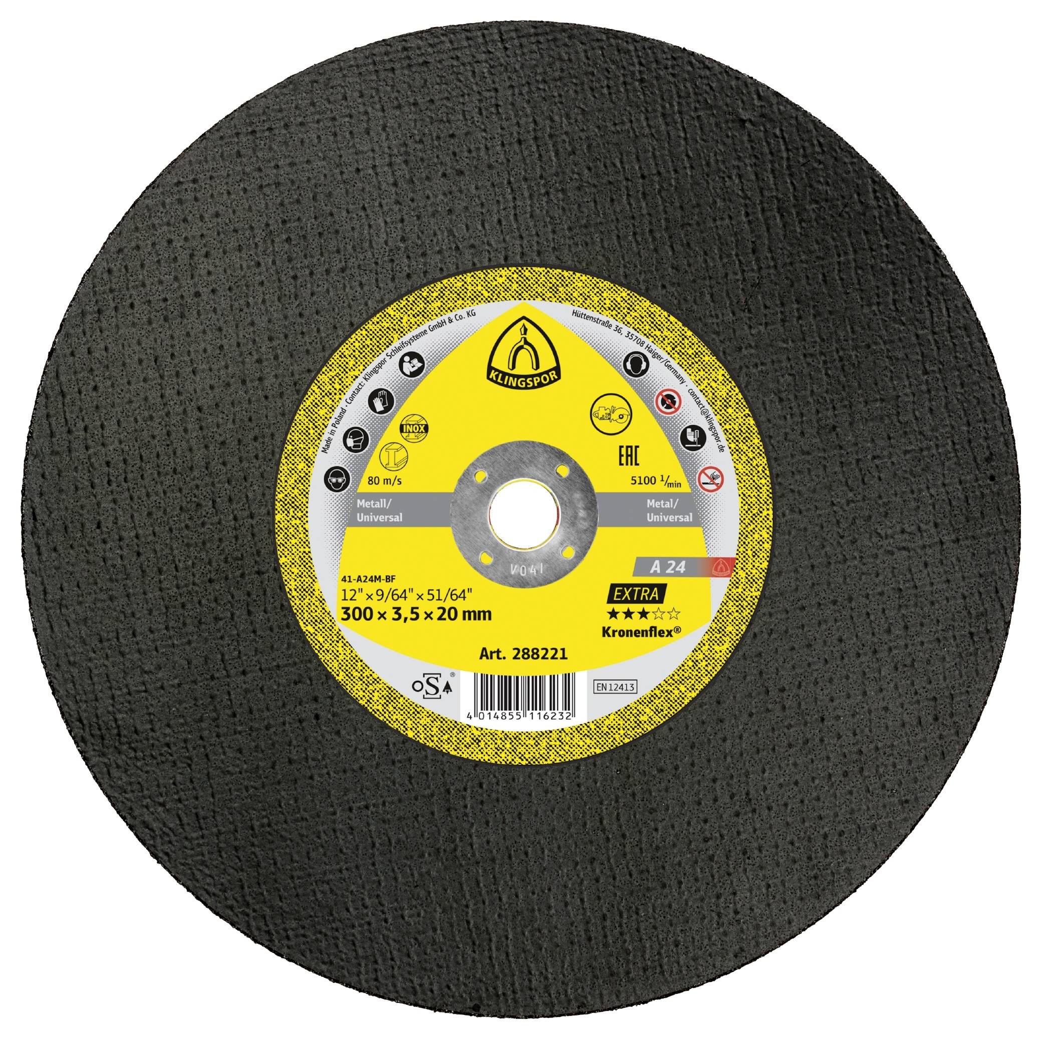 Klingspor A 24 Extra 288222 Trennscheibe gerade 300mm 10 St. Metall