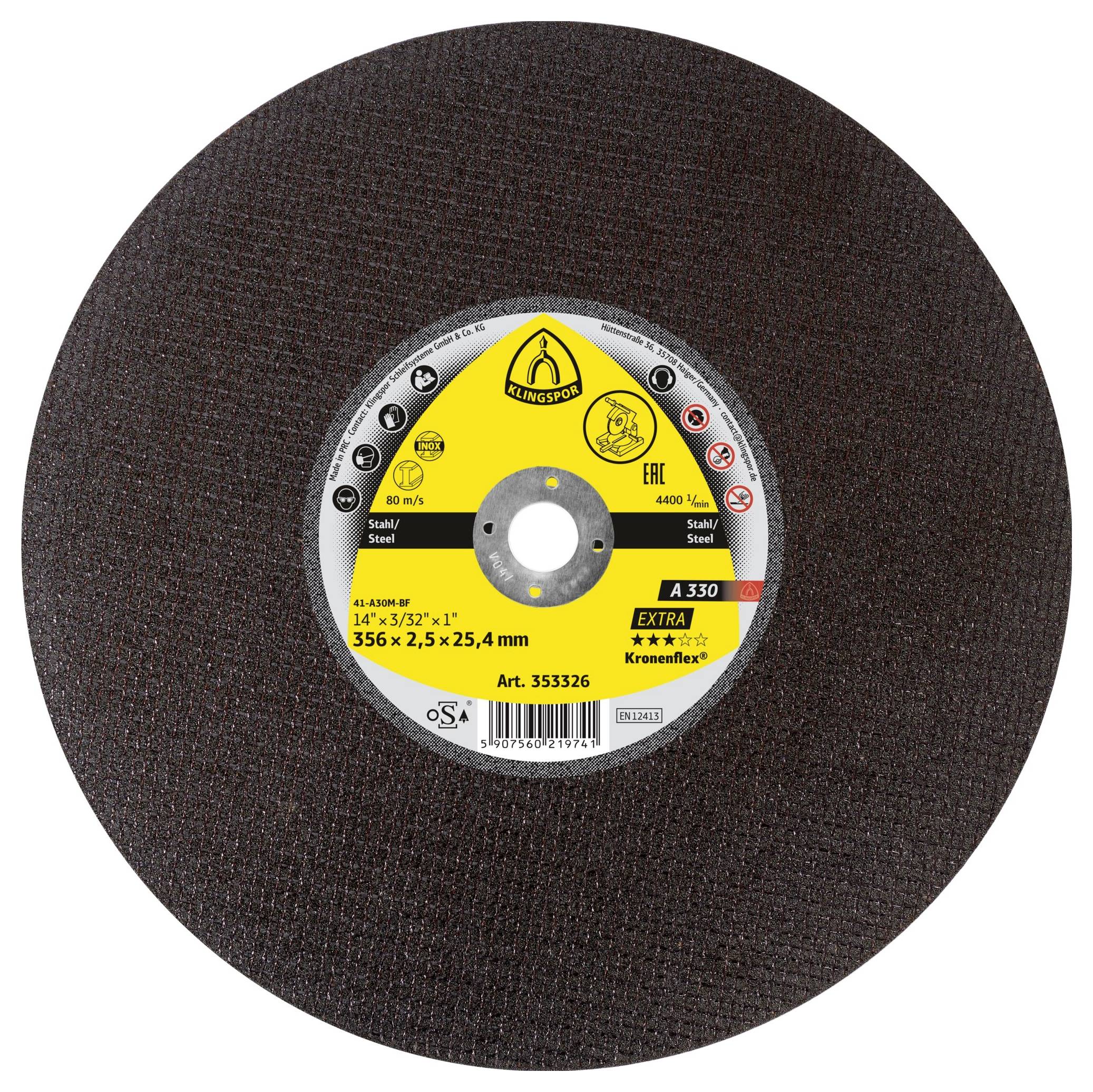 Klingspor A 330 Extra 353326 Trennscheibe gerade 356mm 10 St. Stahl