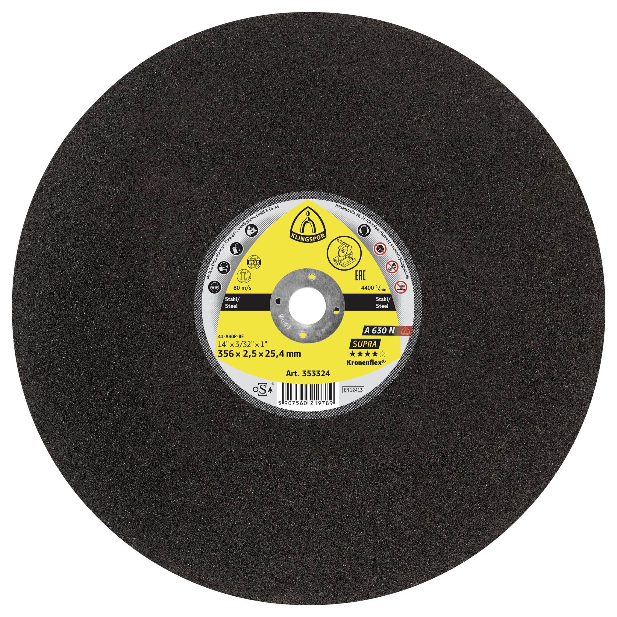 Klingspor A 630 N Supra 353324 Trennscheibe gerade 356mm 10 St. Stahl