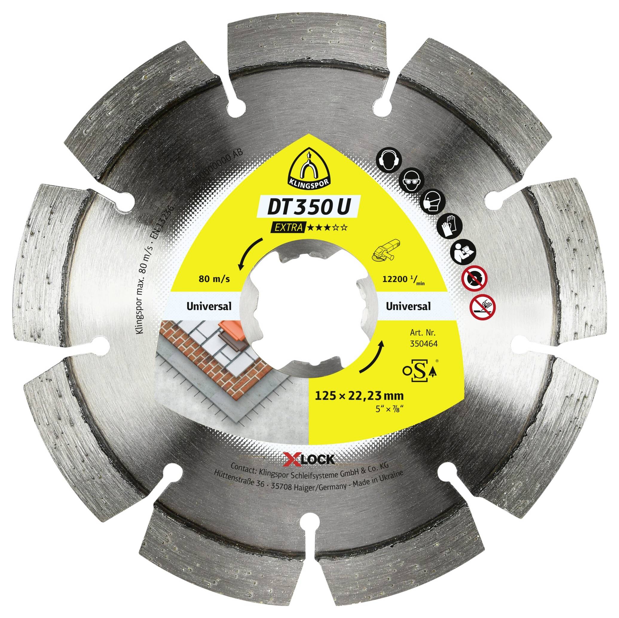 Klingspor 350464 DT 350 U Extra Diamanttrennscheibe Durchmesser 125 mm Bohrungs-Ø 22.23 mm Baustell