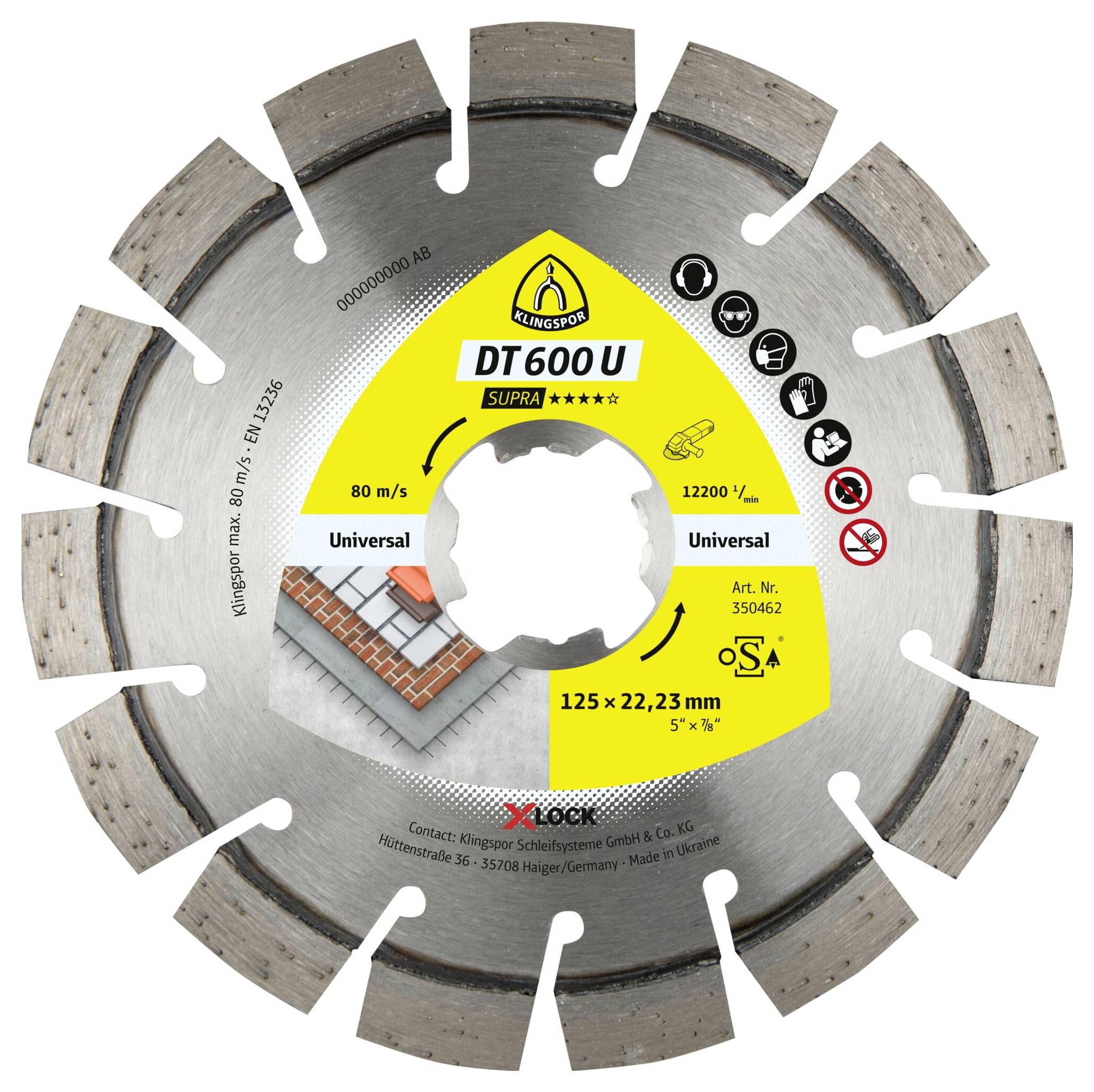 Klingspor 350462 DT 600 U Supra Diamanttrennscheibe Durchmesser 125mm Bohrungs-Ø 22.23mm Baustellenmaterialien, Beton, universal