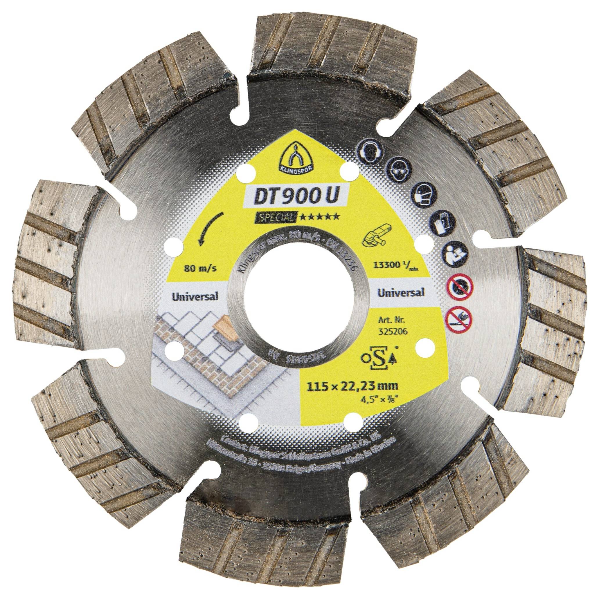 Klingspor 325206 DT 900 U Special Diamanttrennscheibe Durchmesser 115mm Bohrungs-Ø 22.23mm Baustellenmaterialien, Beton