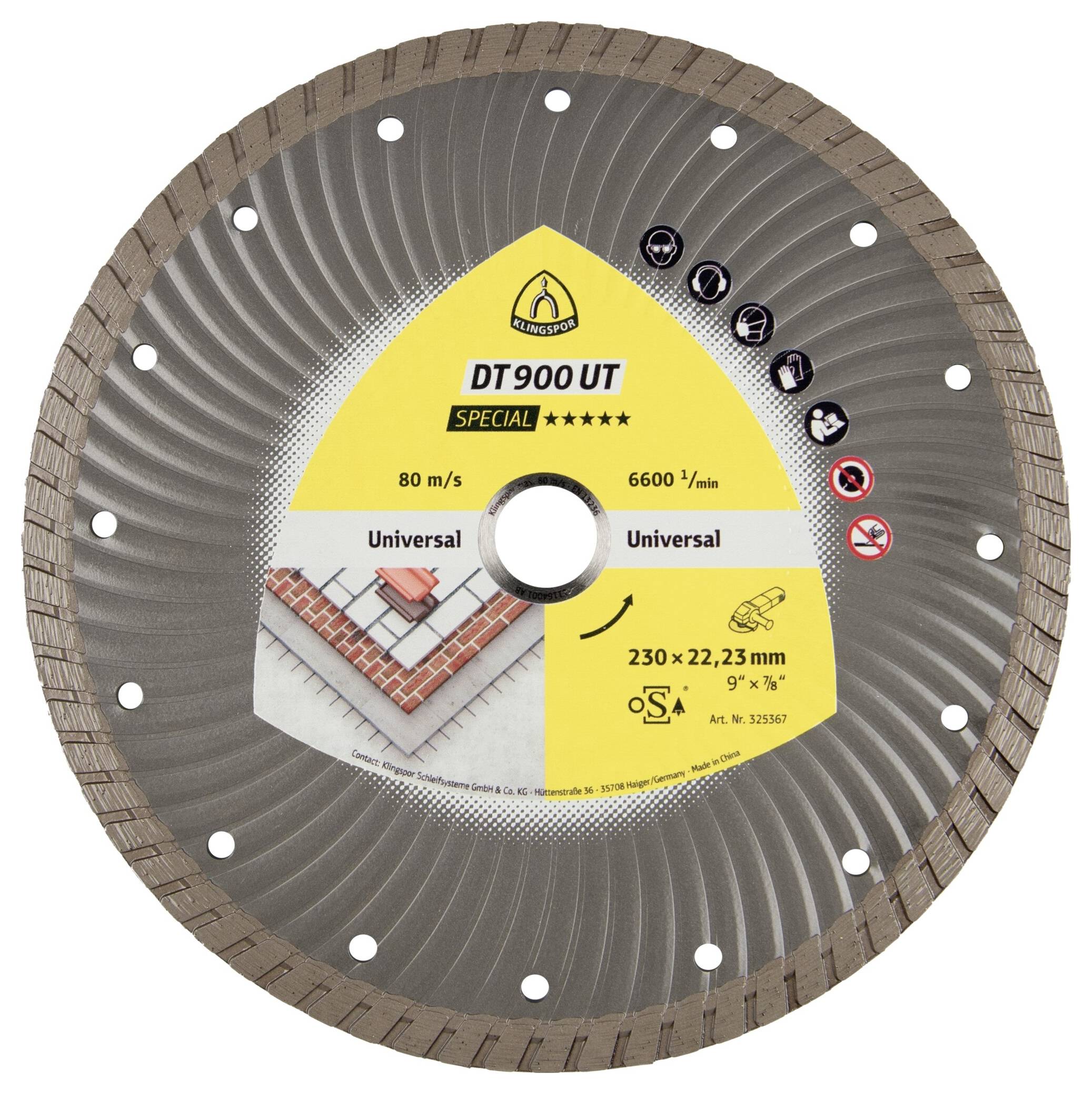 Klingspor 325365 DT 900 UT Special Diamanttrennscheibe Durchmesser 125 mm Bohrungs-Ø 22.23 mm Beton