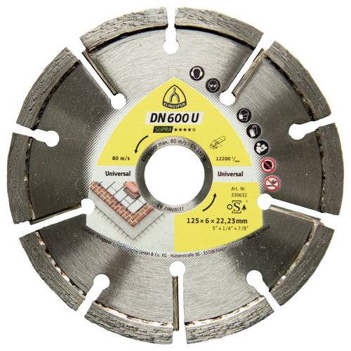 Klingspor 325381 DN 600 U Supra Diamanttrennscheibe Durchmesser 125 mm Bohrungs-Ø 22.23 mm Estrichf
