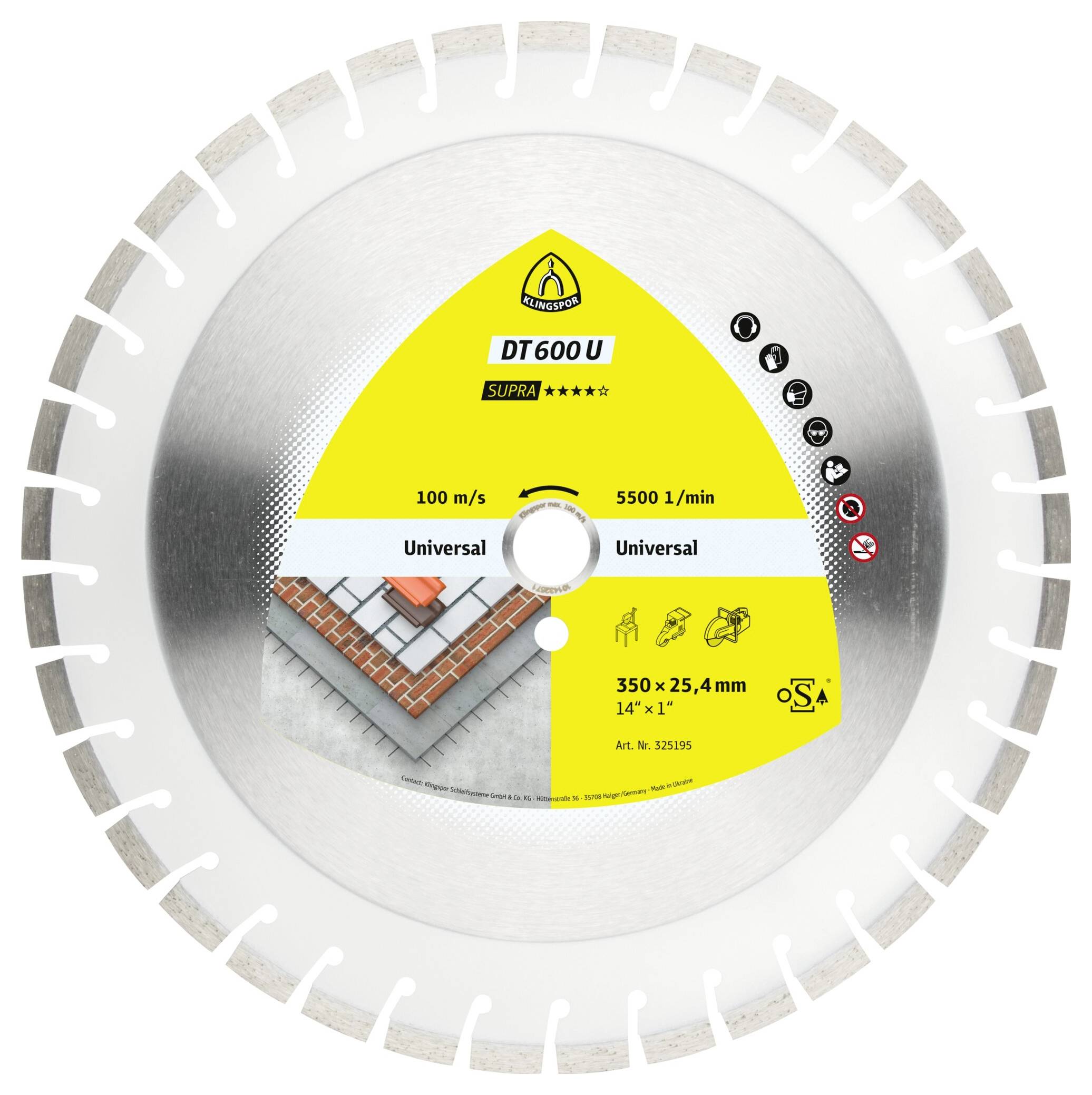 Klingspor 347527 DT 600 U Supra Diamanttrennscheibe Durchmesser 400mm Bohrungs-Ø 30mm Baustellenmaterialien, Beton, universal