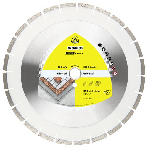 Klingspor 334063 DT 900 US Special Diamanttrennscheibe Durchmesser 350 mm Bohrungs-Ø 25.4 mm Altbet