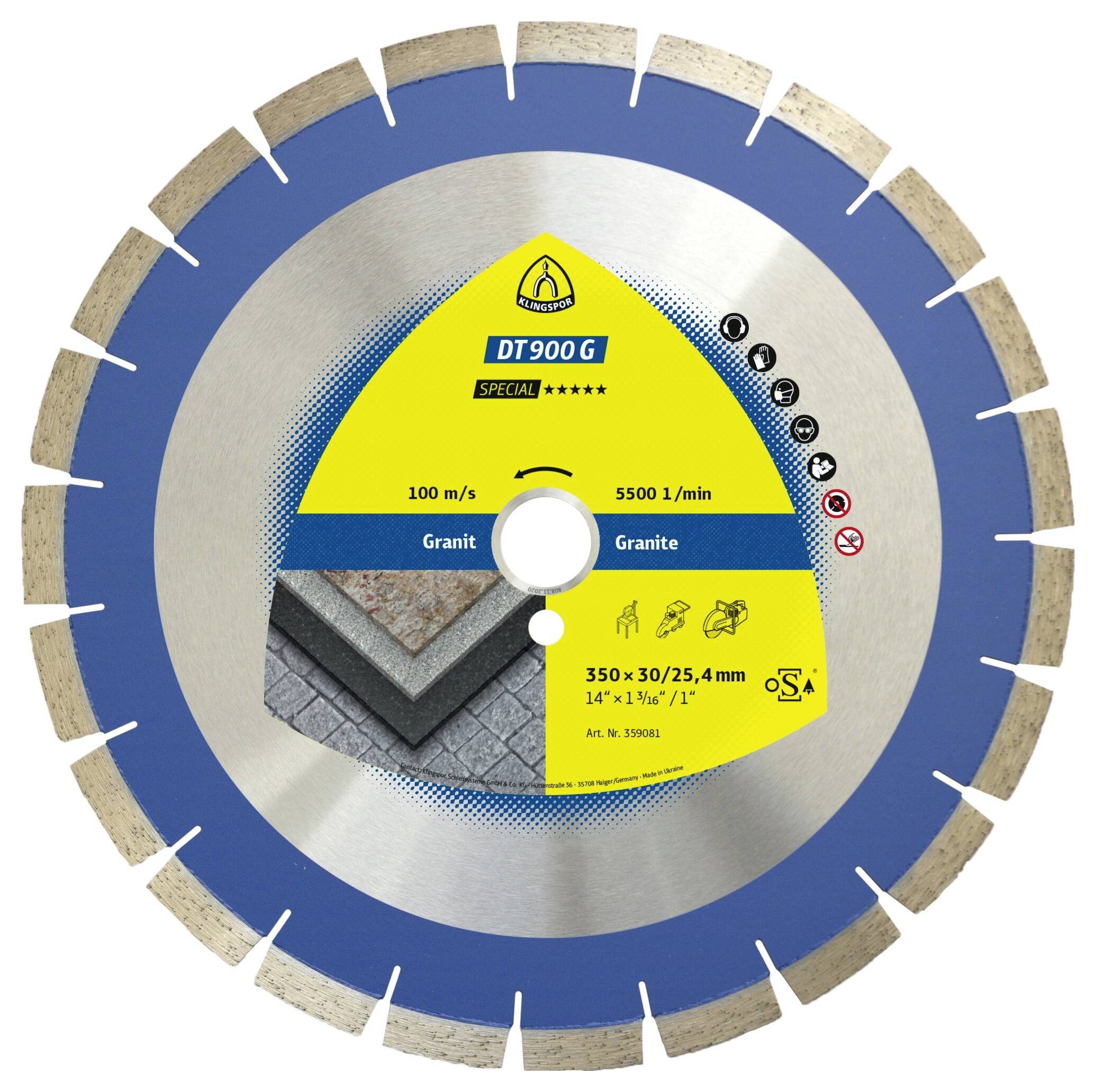 Klingspor 359081 DT 900G Special Diamanttrennscheibe Durchmesser 350mm Bohrungs-Ø 30mm Granit, Porphyr, Quarzit, Terazzo 1St.