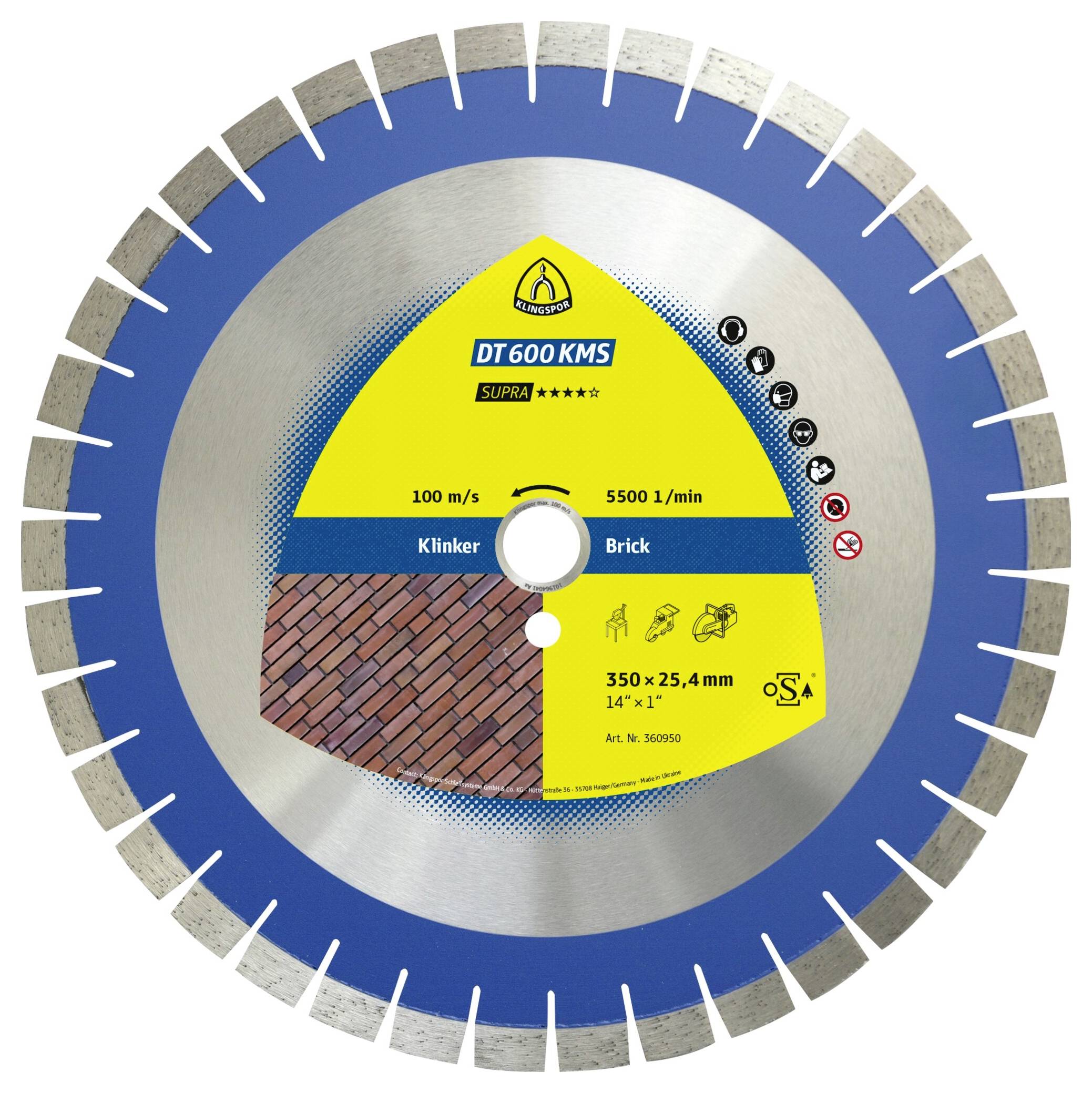 Klingspor 360951 DT 600 KMS Supra Diamanttrennscheibe Durchmesser 500mm Bohrungs-Ø 60mm Klinker mittelhart 1St.