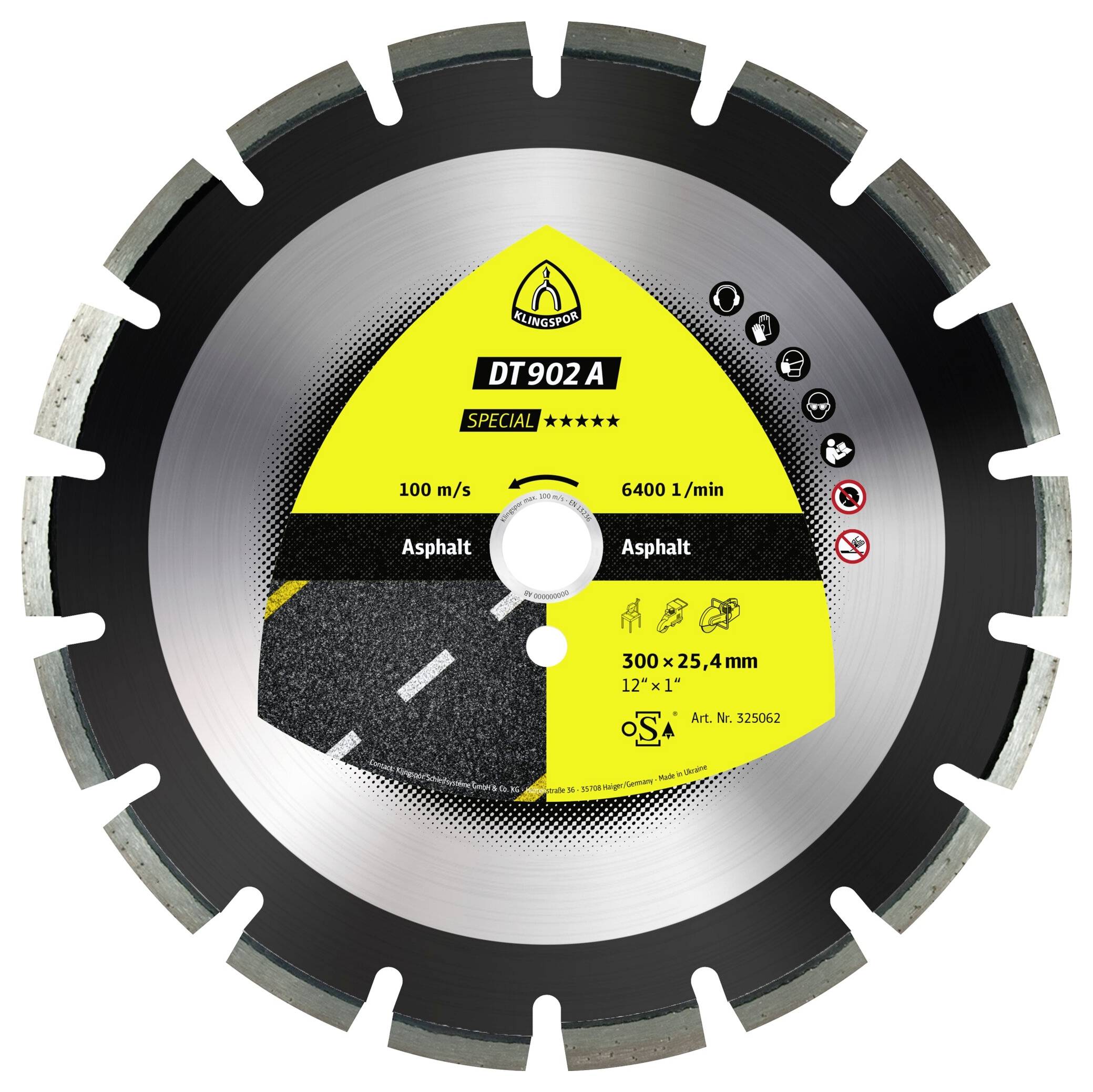 Klingspor 325062 DT 902A Special Diamanttrennscheibe Durchmesser 300mm Bohrungs-Ø 25.4mm Asphalt, Sandstein, Frischbeton, Estrich
