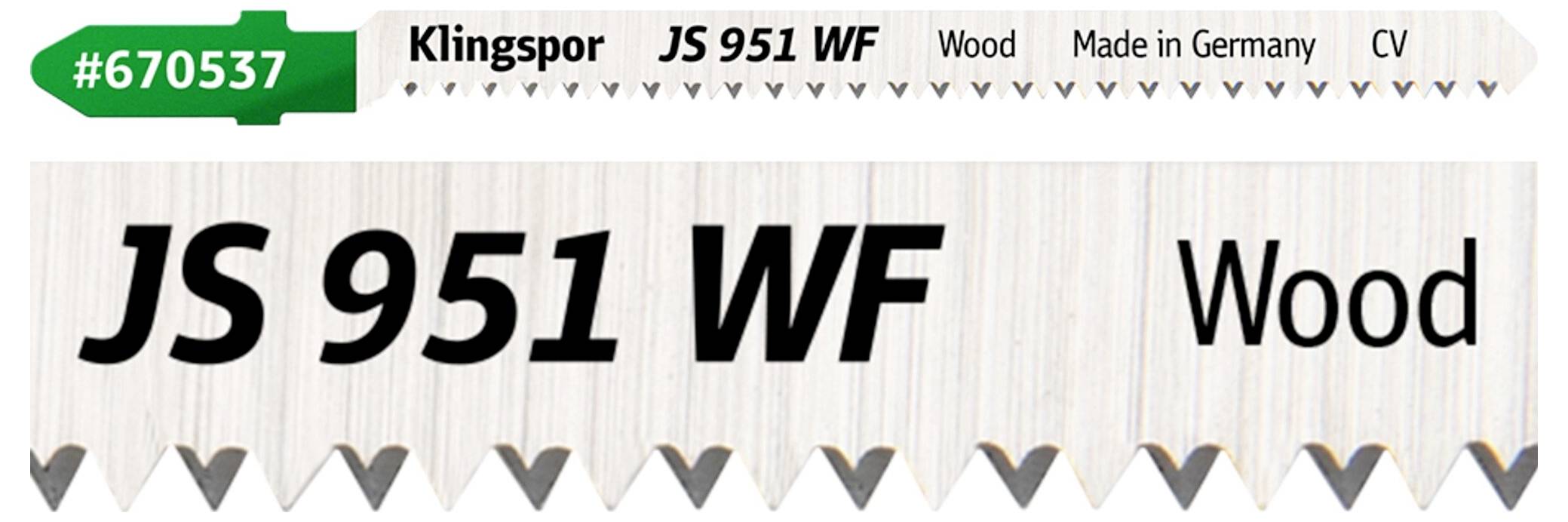 Klingspor 670537 JS 951 WF Stichsägeblätter, 100 x 8 x 1,45mm Nutzlänge 75Crom-Vanadium, kreuzgeschliffen, konisch , 18 Zähne pro