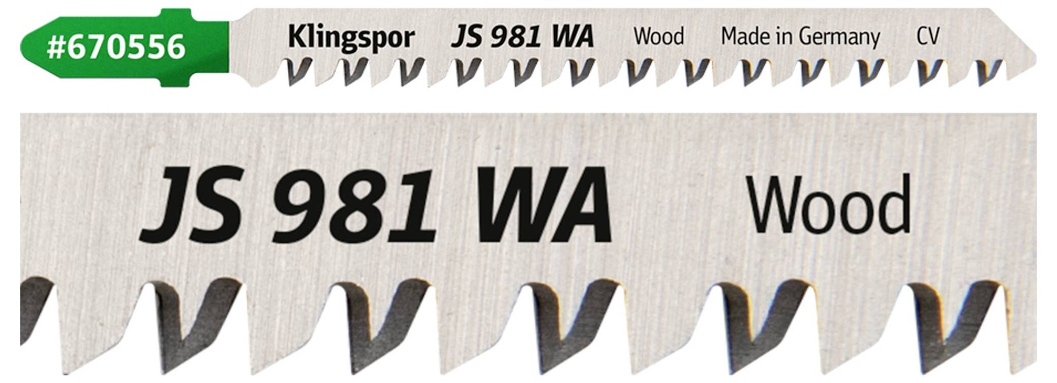 Klingspor 670556 JS 981 WA Stichsägeblätter, 100 x 8 x 1,7mm Nutzlänge 75Crom-Vanadium, kreuzgeschliffen, konisch , 9 Zähne pro