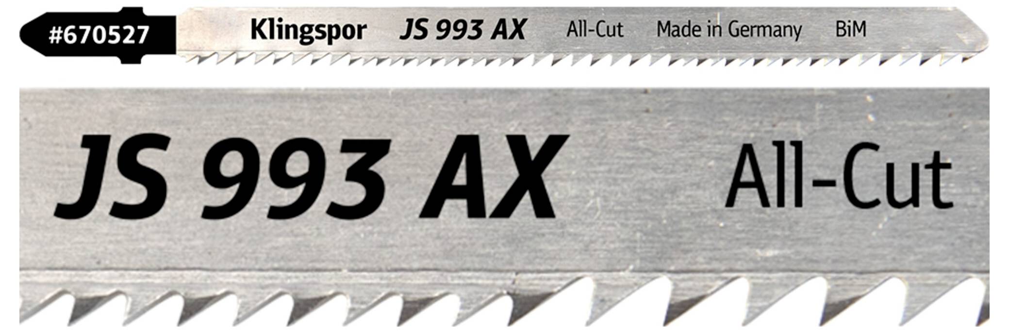 Klingspor 670527 JS 993 AX Stichsägeblätter, 132 x 8 x 1,27mm Nutzlänge 110Bi-Metall, gefräst, geschränkt , 10-14 Zähne pro Zoll