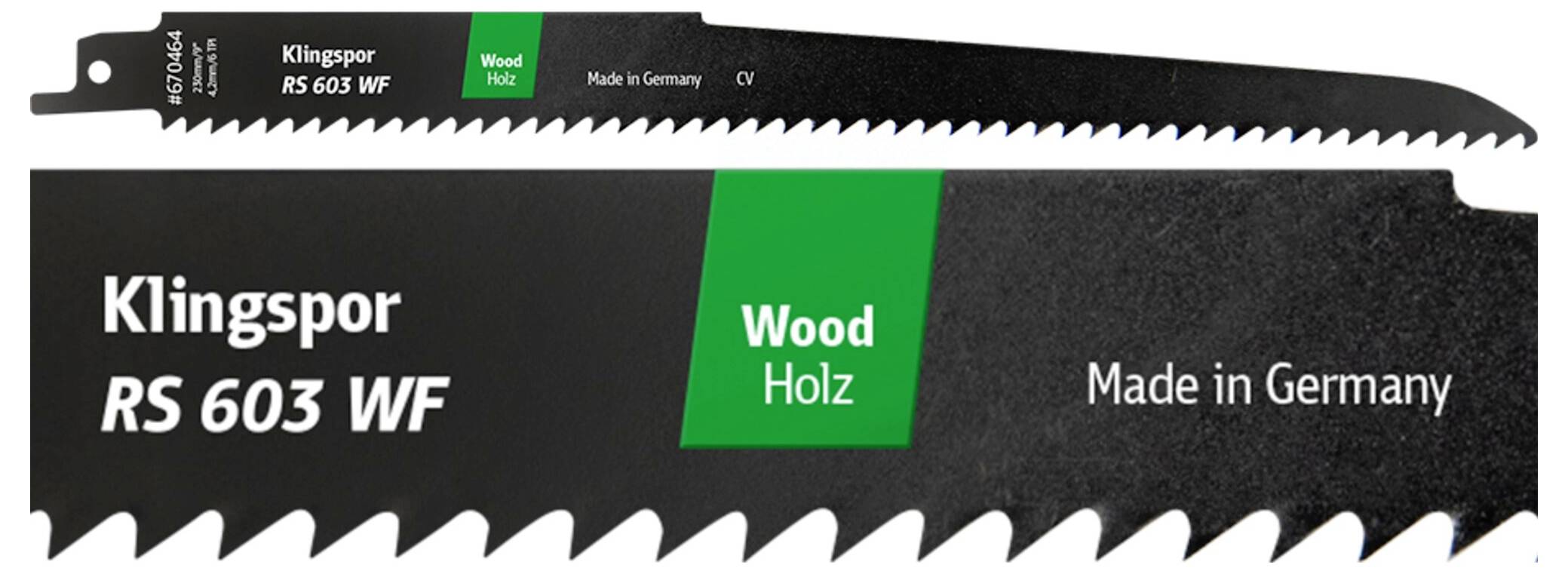 Klingspor 670464 RS 603 WF Säbelsägeblätter, 230 x 19 x 1,2mm Nutzlänge 210Crom-Vanadium, gefräst, geschränkt , 6 Zähne pro Zoll