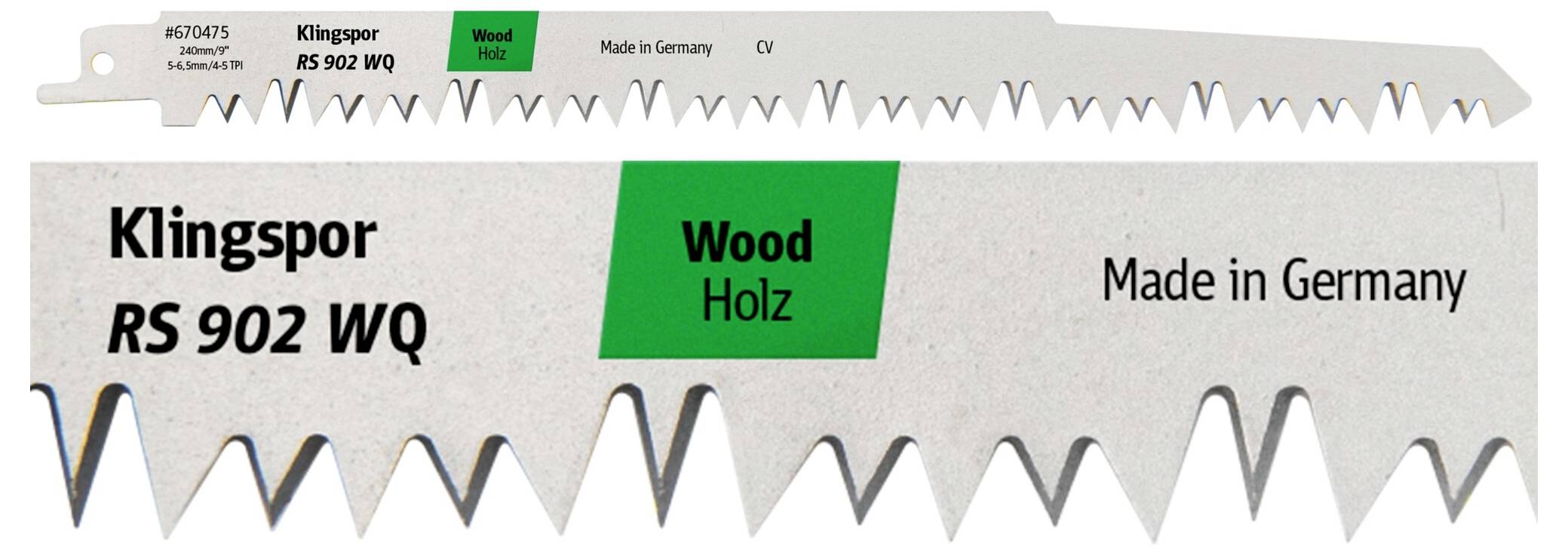 Klingspor 670475 RS 902 WQ Säbelsägeblätter, 240 x 19 x 1,2mm Nutzlänge 210Crom-Vanadium, kreuzgeschliffen, geschränkt , 5 Zähne
