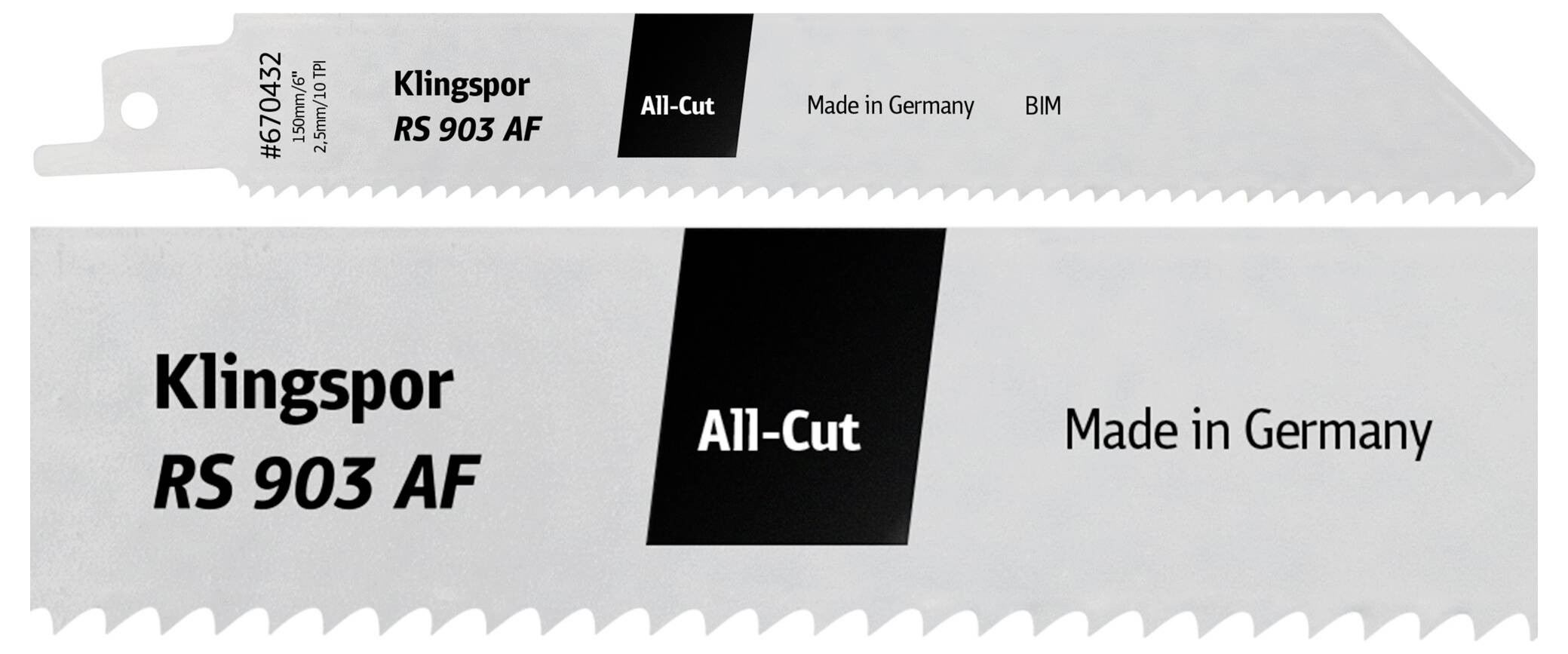 Klingspor 670432 RS 903 AF Säbelsägeblätter, 150 x 19 x 0,9mm Nutzlänge 130Bi-Metall, gefräst, geschränkt , 10 Zähne pro Zoll