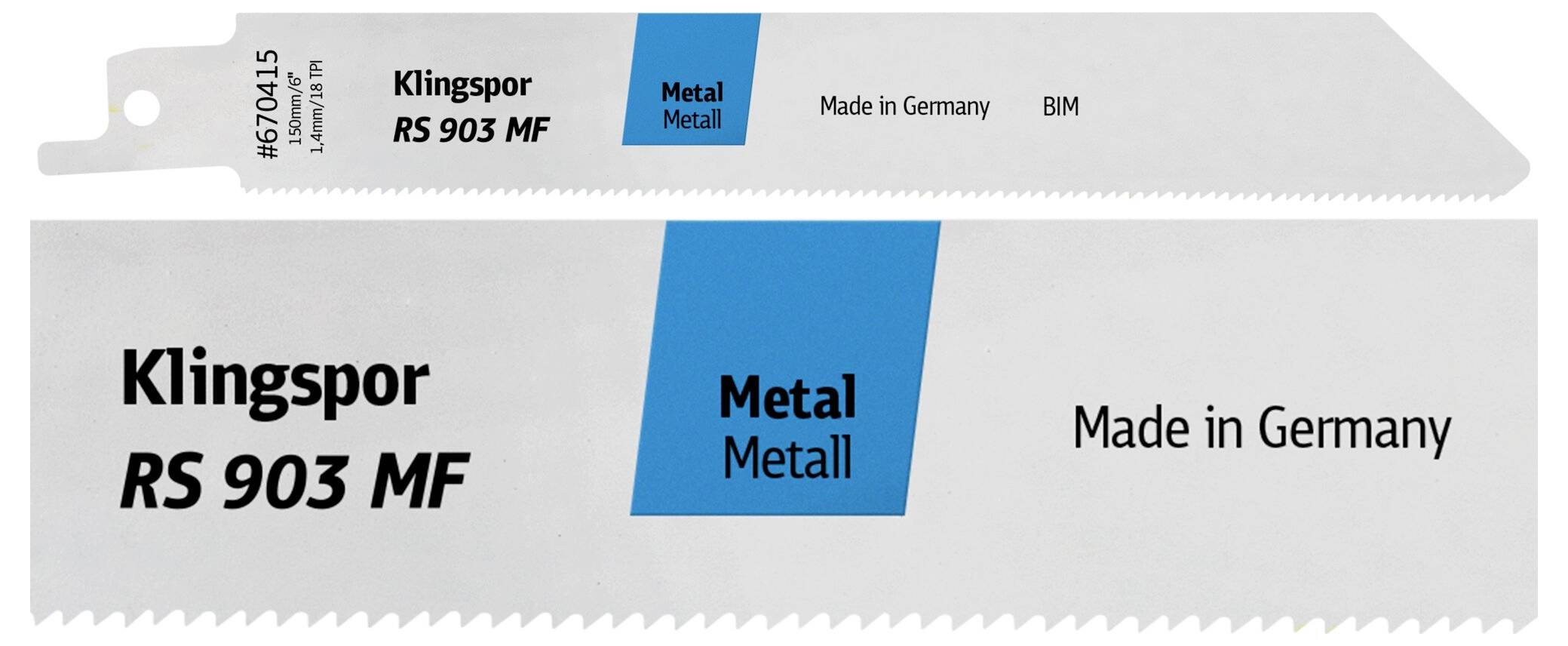 Klingspor 670415 RS 903 MF Säbelsägeblätter, 150 x 19 x 0,9mm Nutzlänge 130Bi-Metall, gefräst, geschränkt , 18 Zähne pro Zoll