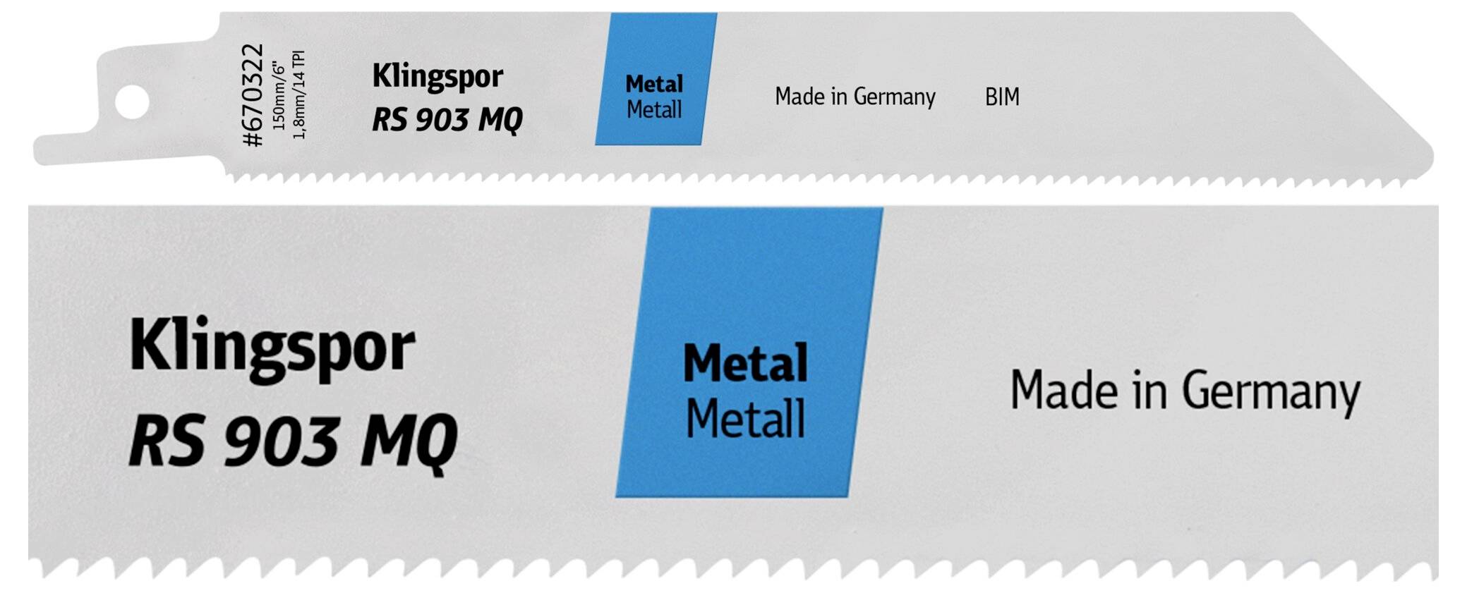 Klingspor 670322 RS 903 MQ Säbelsägeblätter, 150 x 19 x 0,9mm Nutzlänge 130Bi-Metall, gefräst, geschränkt , 14 Zähne pro Zoll