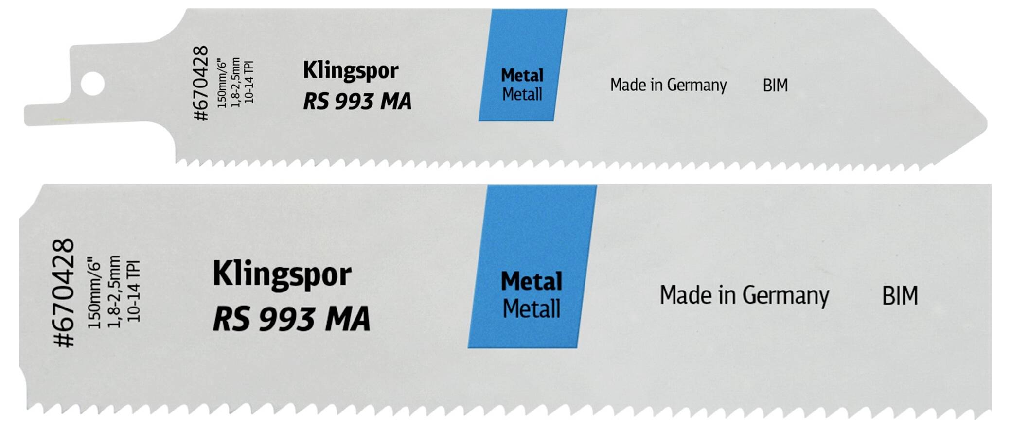 Klingspor 670338 RS 993MA Säbelsägeblätter, 225 x 25,4 x 0,9mm Nutzlänge 205Bi-Metall, gefräst, geschränkt , 10-14 Zähne pro Zoll