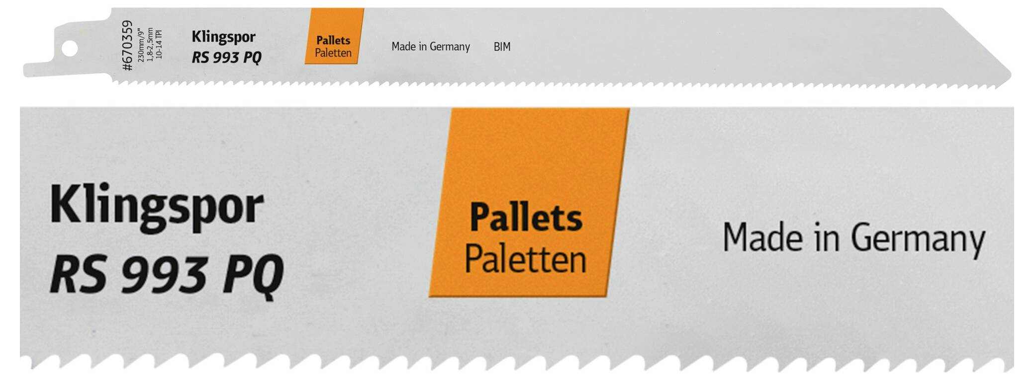 Klingspor 670359 RS 993 PQ Säbelsägeblätter, 230 x 19 x 0,9mm Nutzlänge 210Bi-Metall, gefräst, geschränkt , 10-14 Zähne pro Zoll