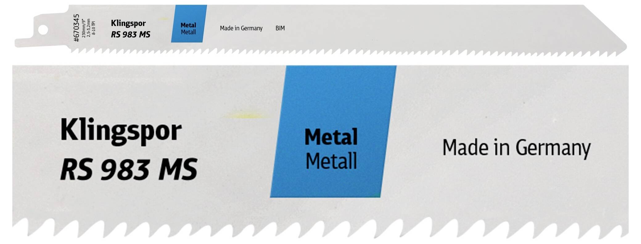 Klingspor 670345 RS 983 MS Säbelsägeblätter, 230 x 19 x 1,57mm Nutzlänge 210Bi-Metall, gefräst, geschränkt , 8-10 Zähne pro Zoll