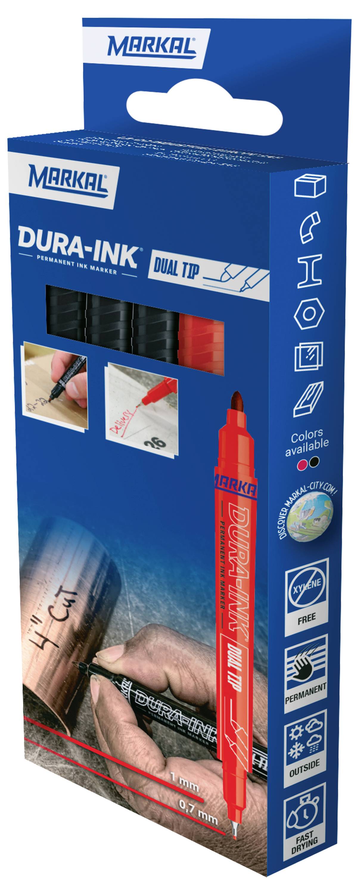 Markal DURA-INK DUAL TIP 22271 Permanentmarker Rot, Schwarz wasserfest: Ja