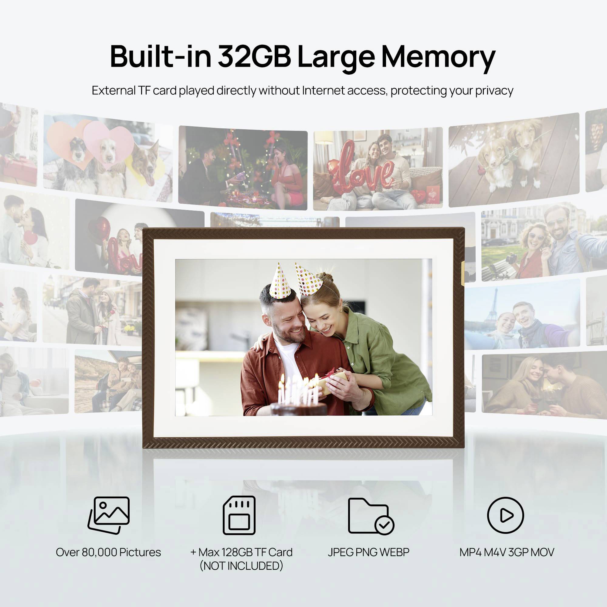 Arzopa D10 brown Digitaler Bilderrahmen 25.7cm 10.1 Zoll EEK: B (A - G) 1280 x 800 Pixel 32GB Braun