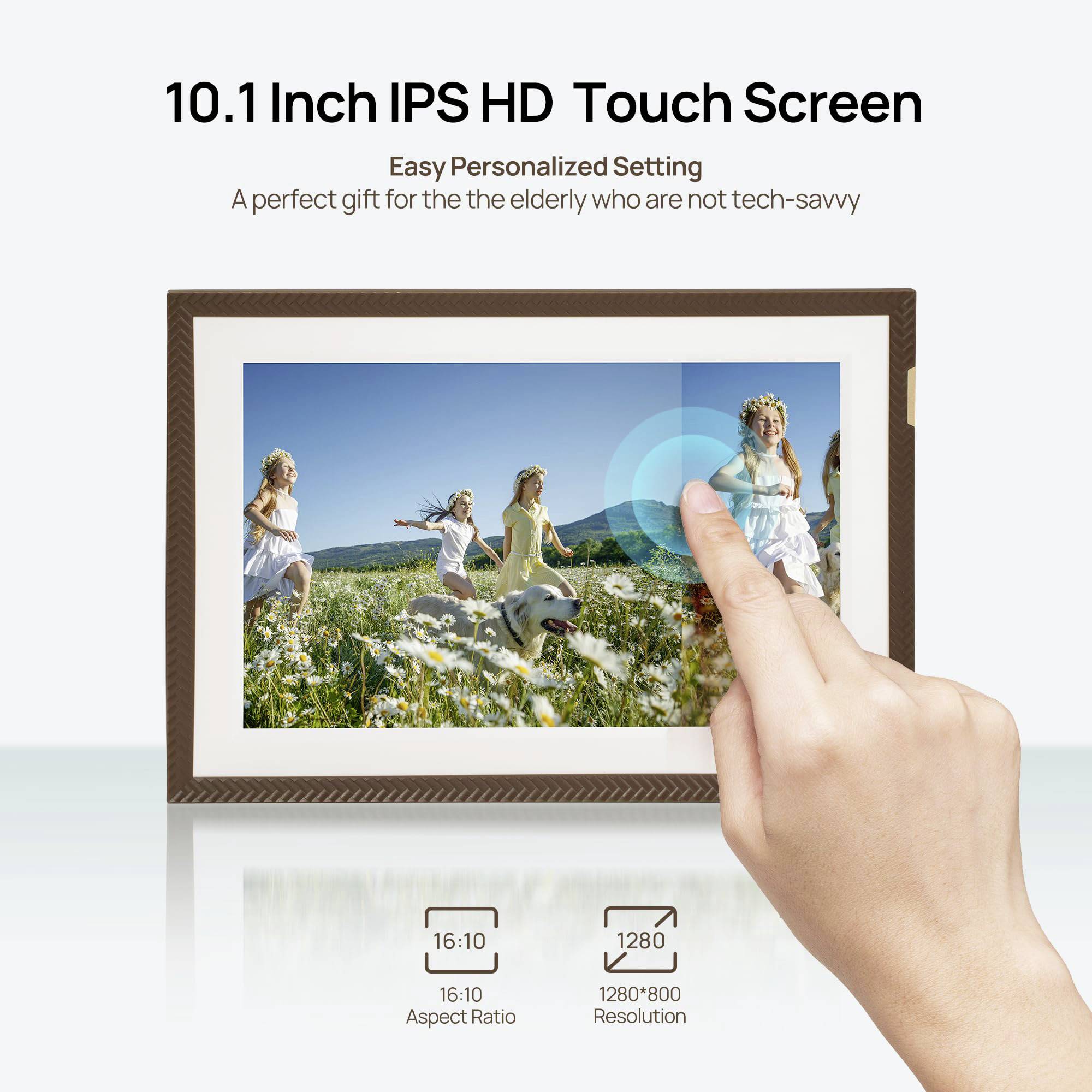 Arzopa D10 brown Digitaler Bilderrahmen 25.7cm 10.1 Zoll EEK: B (A - G) 1280 x 800 Pixel 32GB Braun