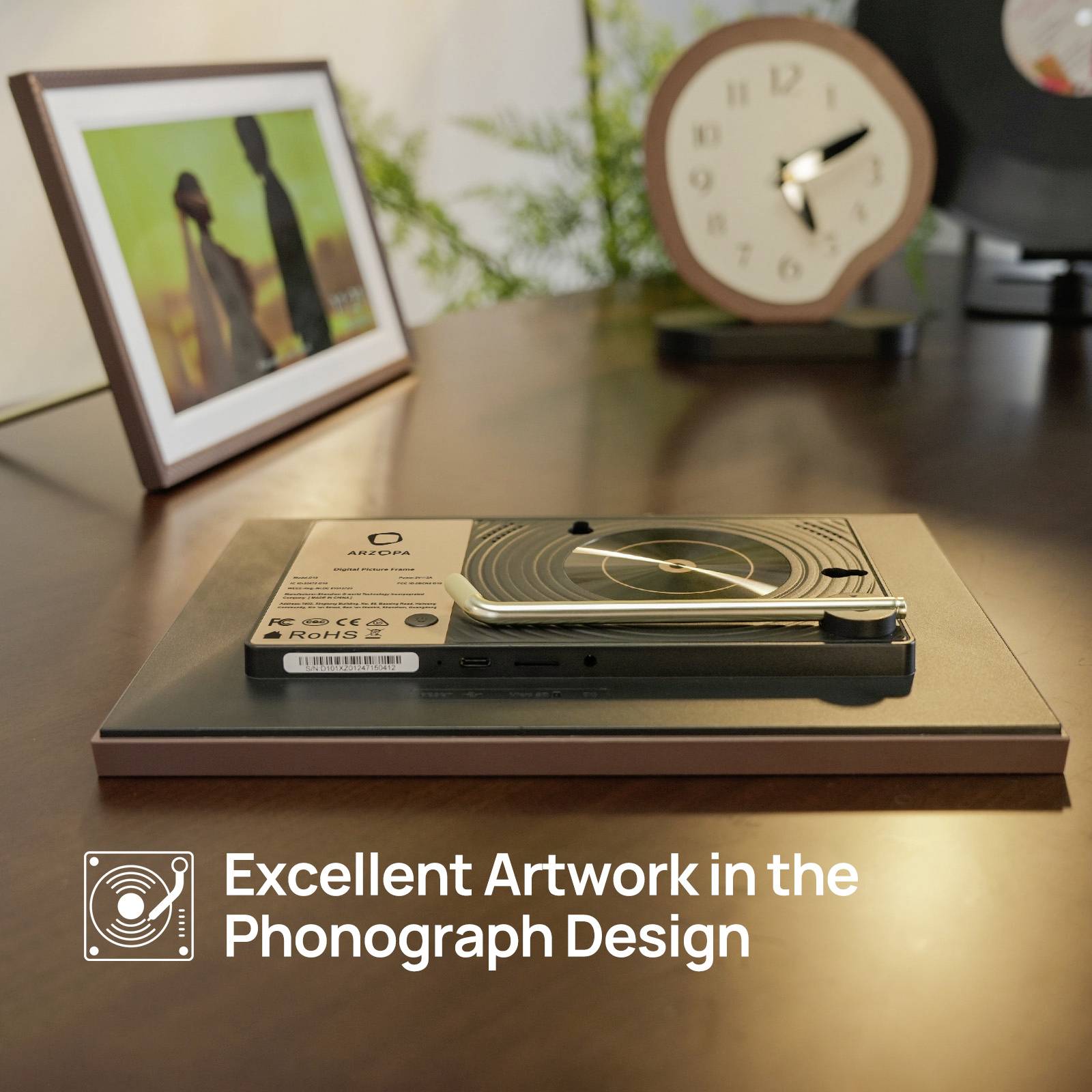 Arzopa D10 brown Digitaler Bilderrahmen 25.7cm 10.1 Zoll EEK: B (A - G) 1280 x 800 Pixel 32GB Braun