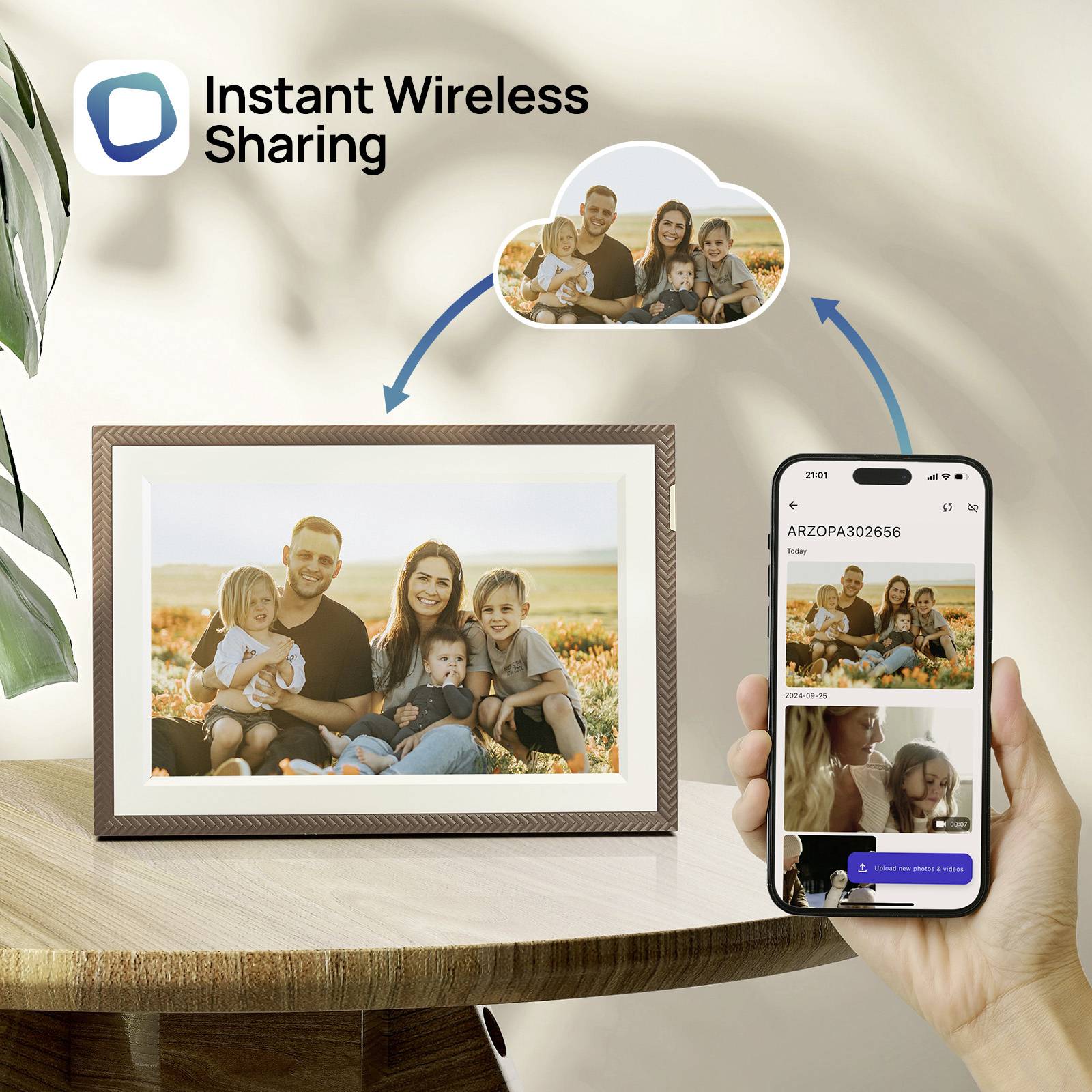 Arzopa D10 brown Digitaler Bilderrahmen 25.7cm 10.1 Zoll EEK: B (A - G) 1280 x 800 Pixel 32GB Braun