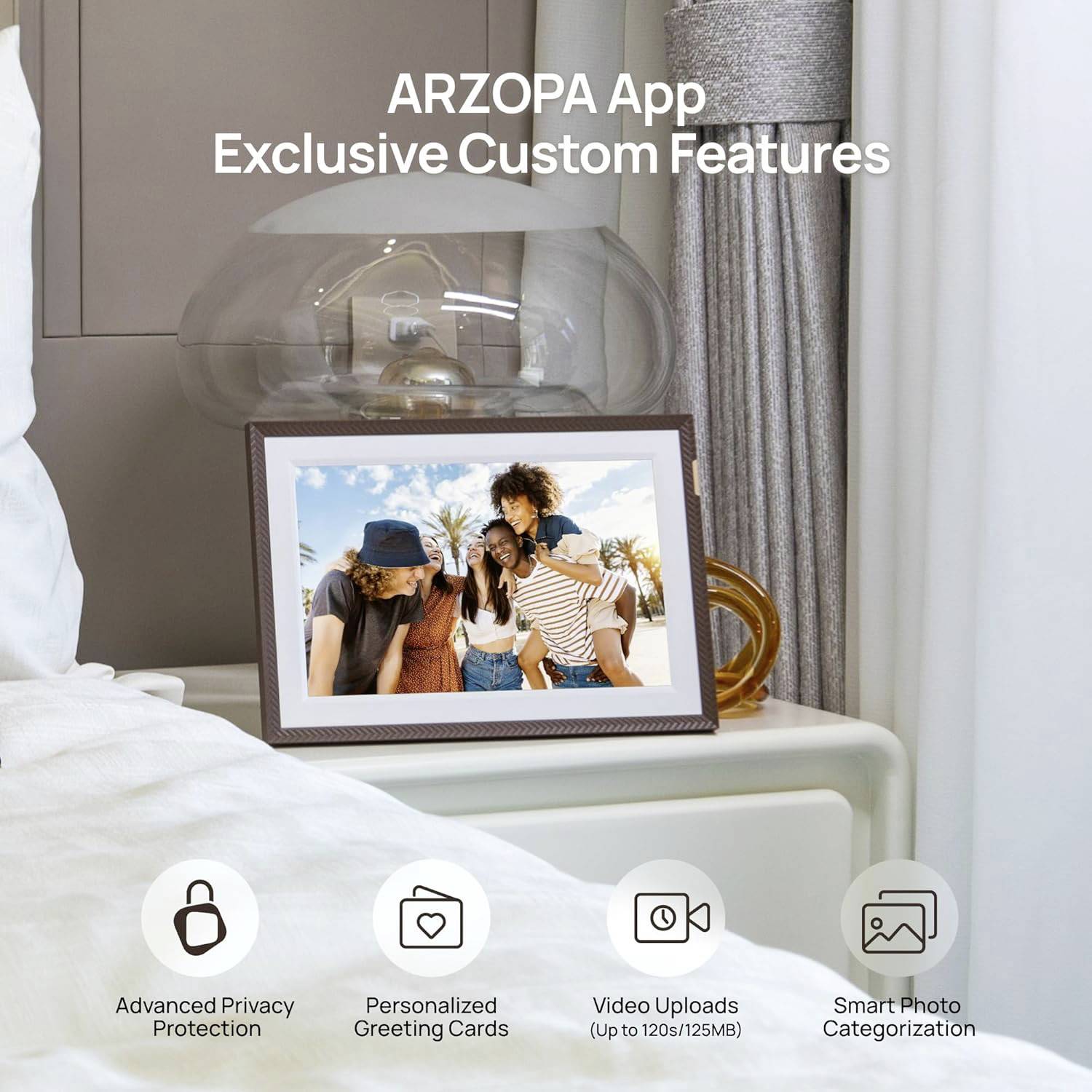 Arzopa D10 brown Digitaler Bilderrahmen 25.7cm 10.1 Zoll EEK: B (A - G) 1280 x 800 Pixel 32GB Braun