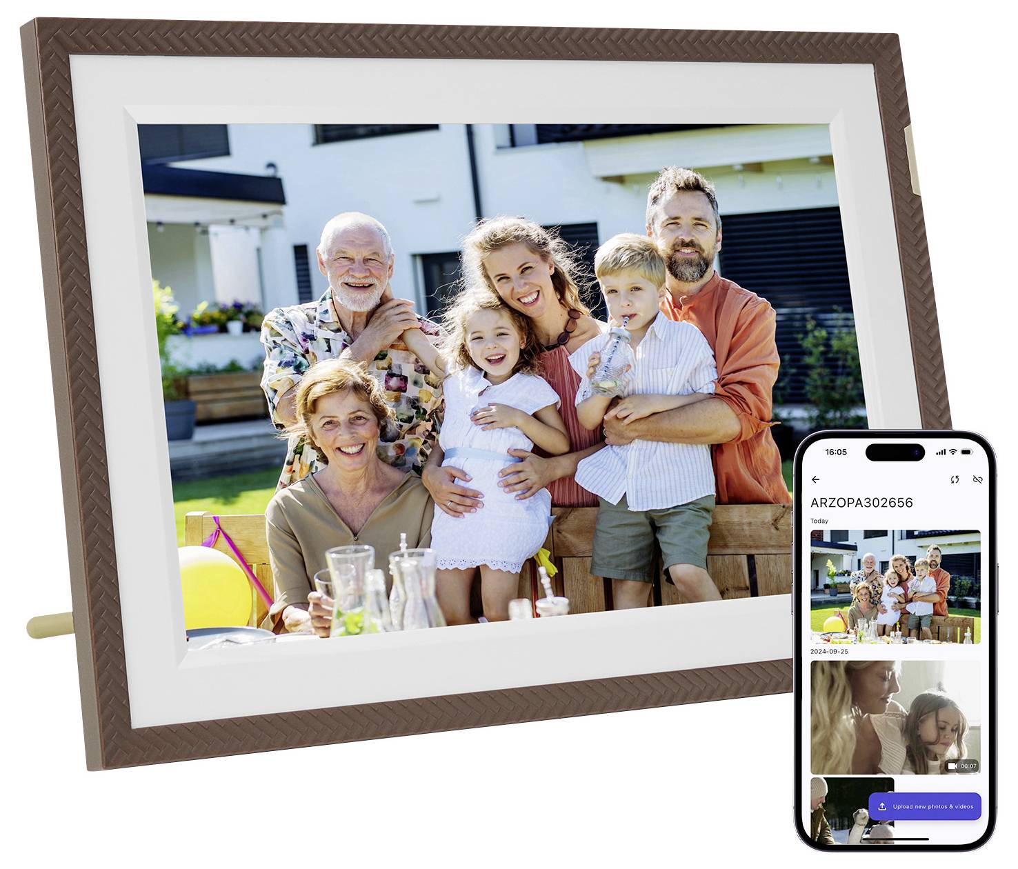 Arzopa D10 brown Digitaler Bilderrahmen 25.7cm 10.1 Zoll EEK: B (A - G) 1280 x 800 Pixel 32GB Braun