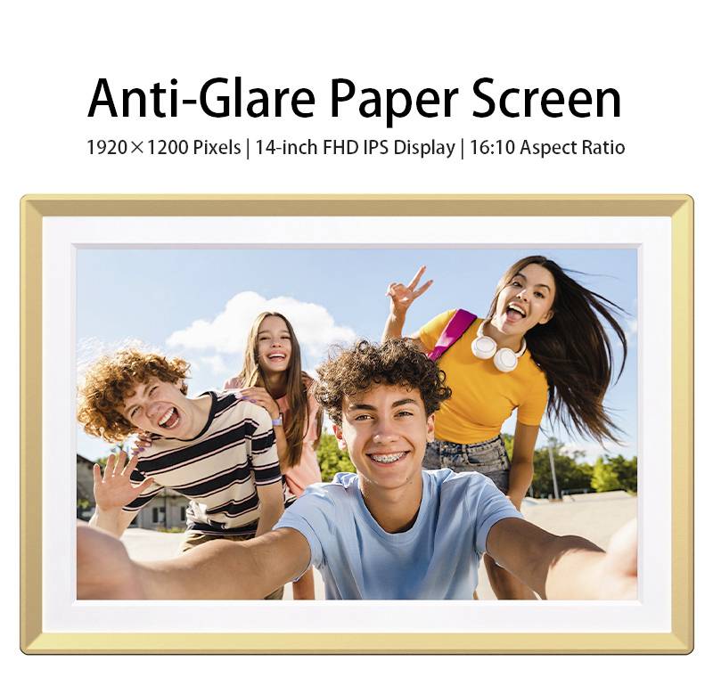 Arzopa D14 Digitaler Bilderrahmen 35.6cm 14 Zoll EEK: A (A - G) 1920 x 1200 Pixel 32GB Gelbgold