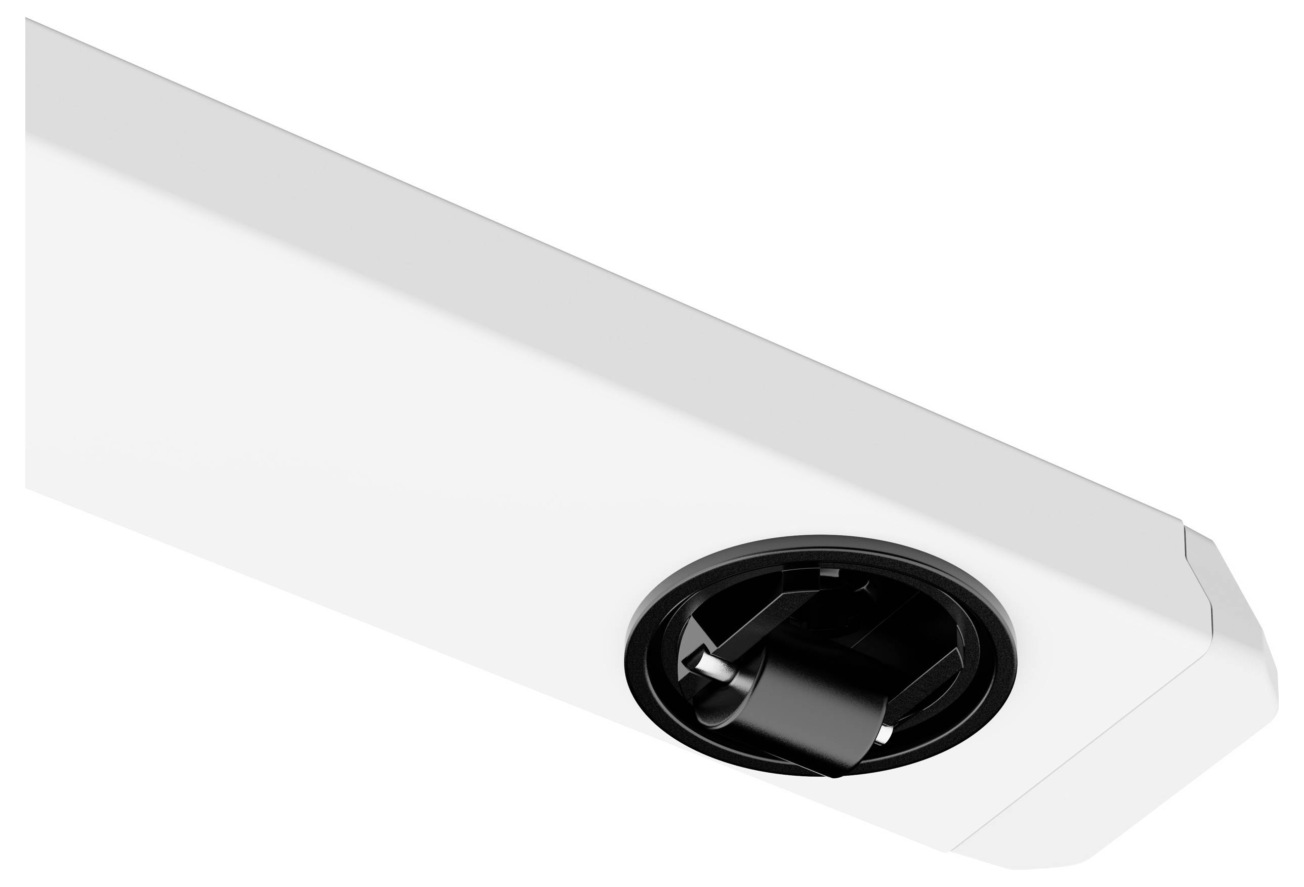 Deckenmontageleuchte mit rechteckiger Form und eingelassener kreisförmiger Glühbirne.