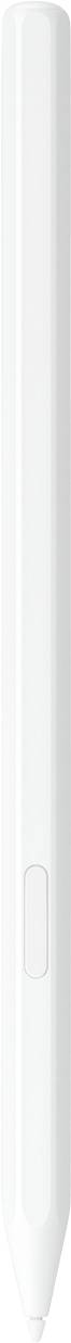 Ein weißer digitaler Stylus-Stift mit elegantem Design, ausgestattet mit einem kleinen Knopf in der Nähe der Spitze.