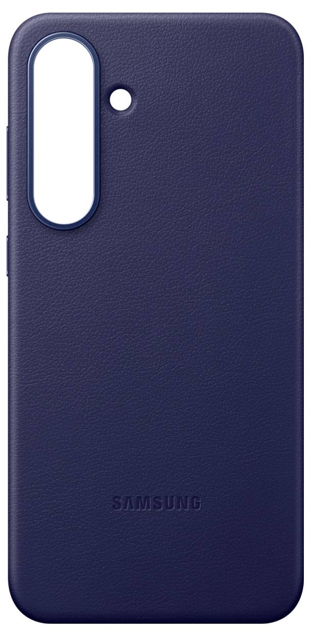 Dunkelblaue Samsung Handyhülle mit einer großen Aussparung für die Kamera und einer kleinen Aussparung für den Blitz.