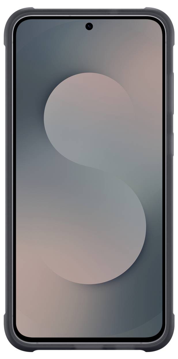 Ein Smartphone, das einen gedämpften abstrakten Hintergrund zeigt, der ein großes stilisiertes 'S' in der Mitte des Bildschirms präsentiert.