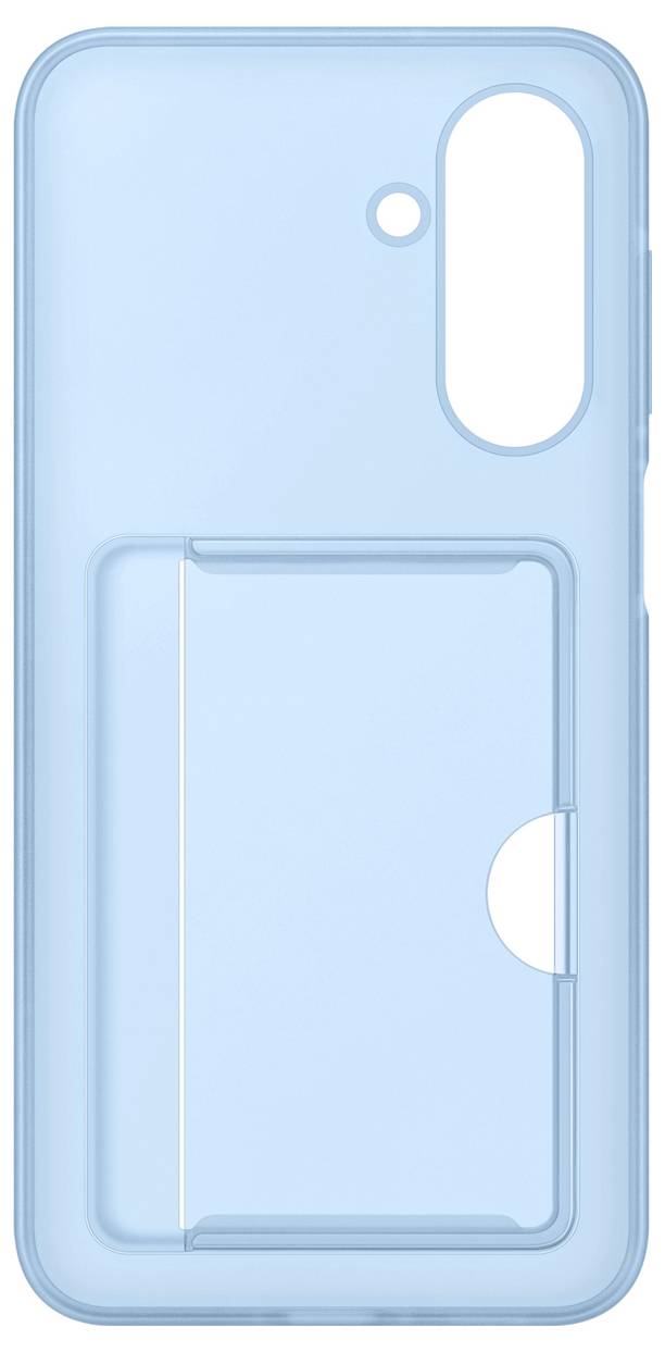 Eine hellblaue Smartphone-Hülle mit einem Kartenfach auf der Rückseite, entwickelt zum Schutz und für praktische Aufbewahrung.