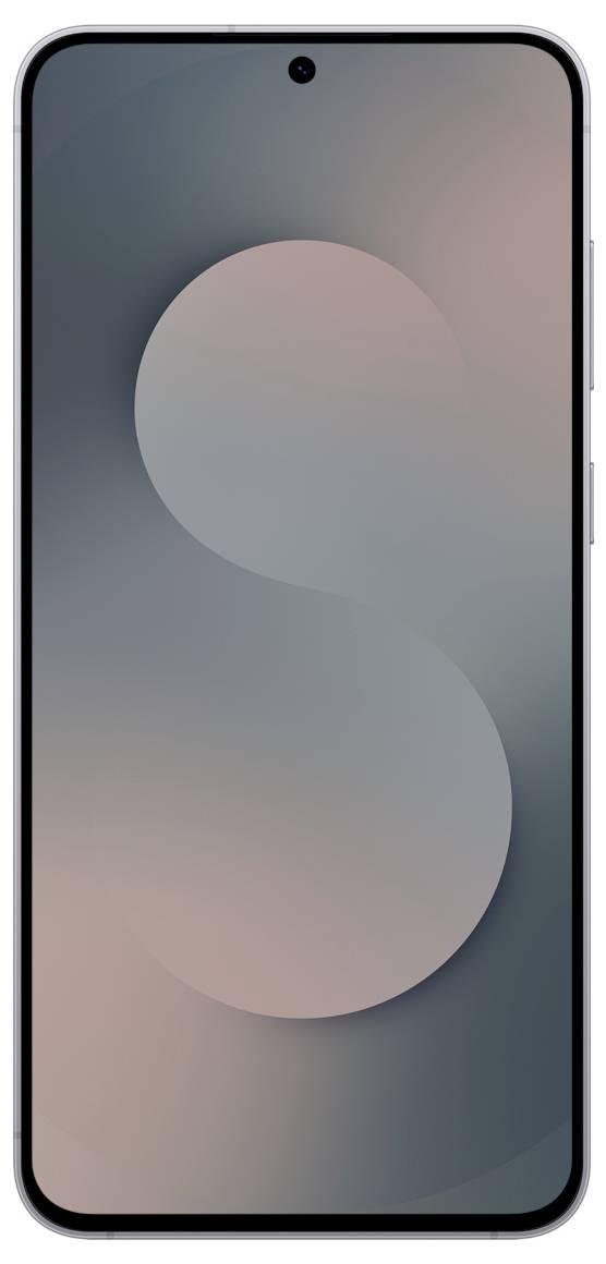 Ein Smartphone mit elegantem Design, das eine mittig platzierte Frontkamera auf einem Verlaufshintergrund zeigt.