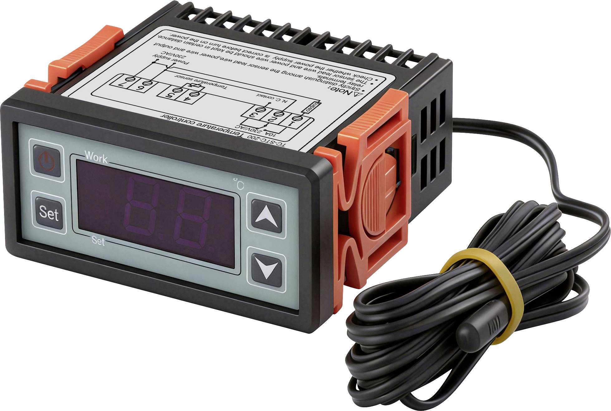 Ein digitaler Temperaturregler mit einem Display, das „88