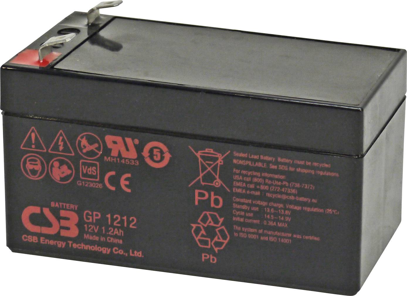 CSB Battery GP1212 Bleiakku Blei-Vlies (AGM) 1.2Ah 12V 1St.